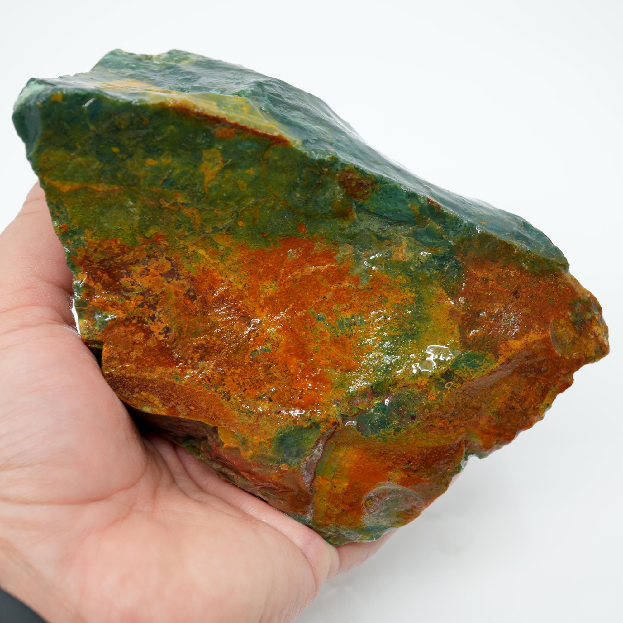 India Bloodstone Rough - Ocean Jasper-Like Orbs with Rare Ribbed Side High-Grade