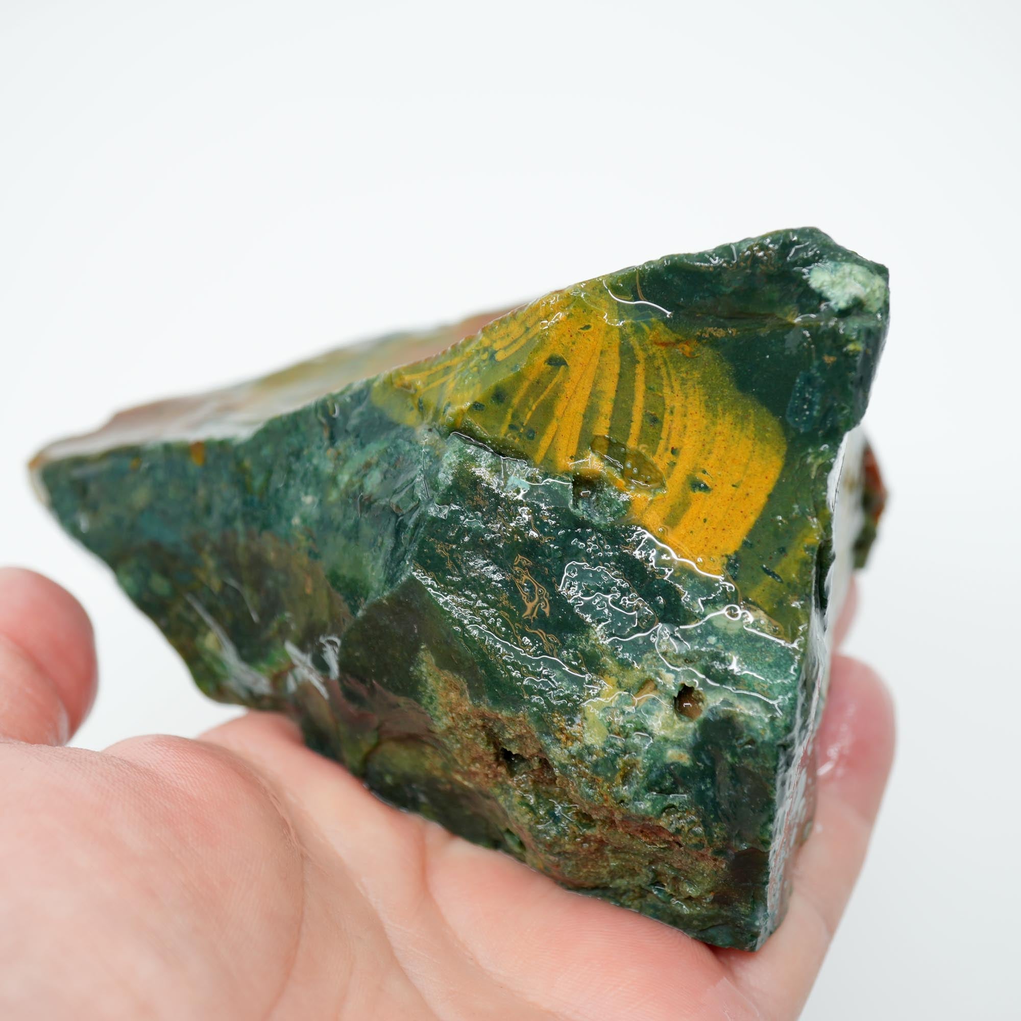India Bloodstone Rough - Ocean Jasper-Like Orbs with Rare Ribbed Side High-Grade