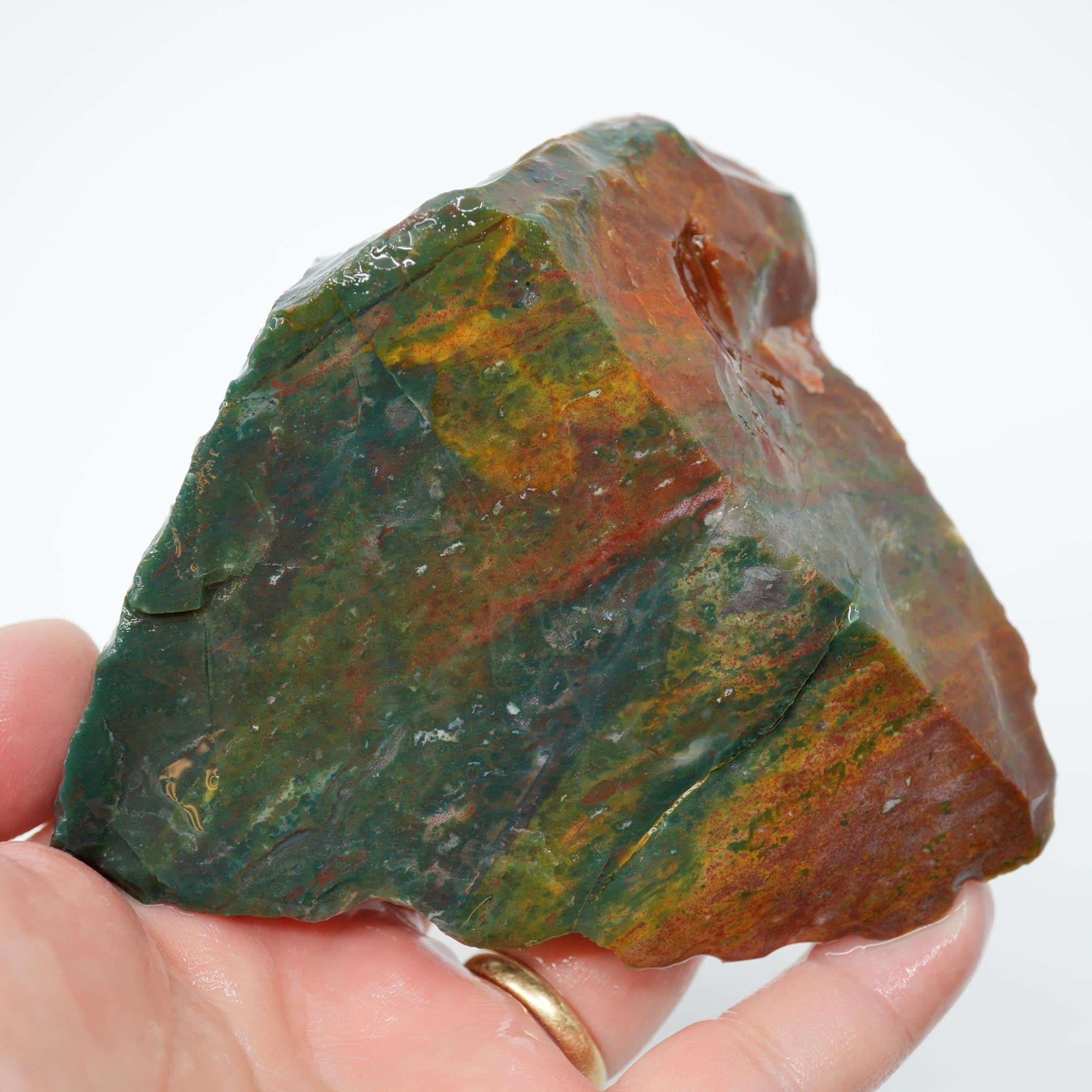 India Bloodstone Rough - Bright Green with Red Jasper Solid Cutter