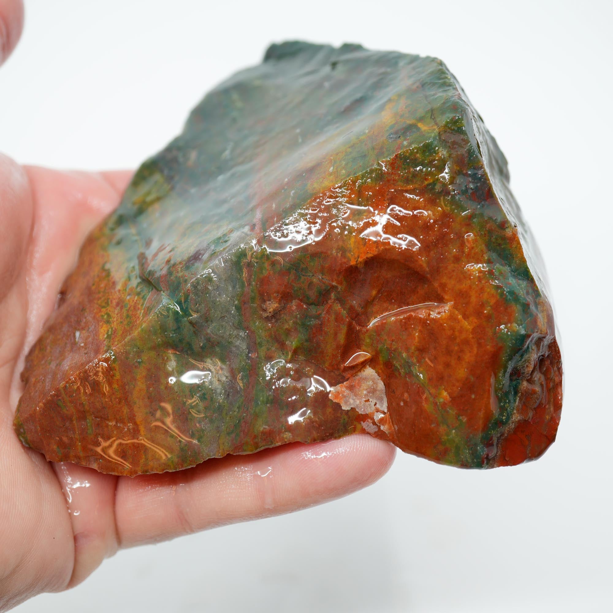 India Bloodstone Rough - Bright Green with Red Jasper Solid Cutter