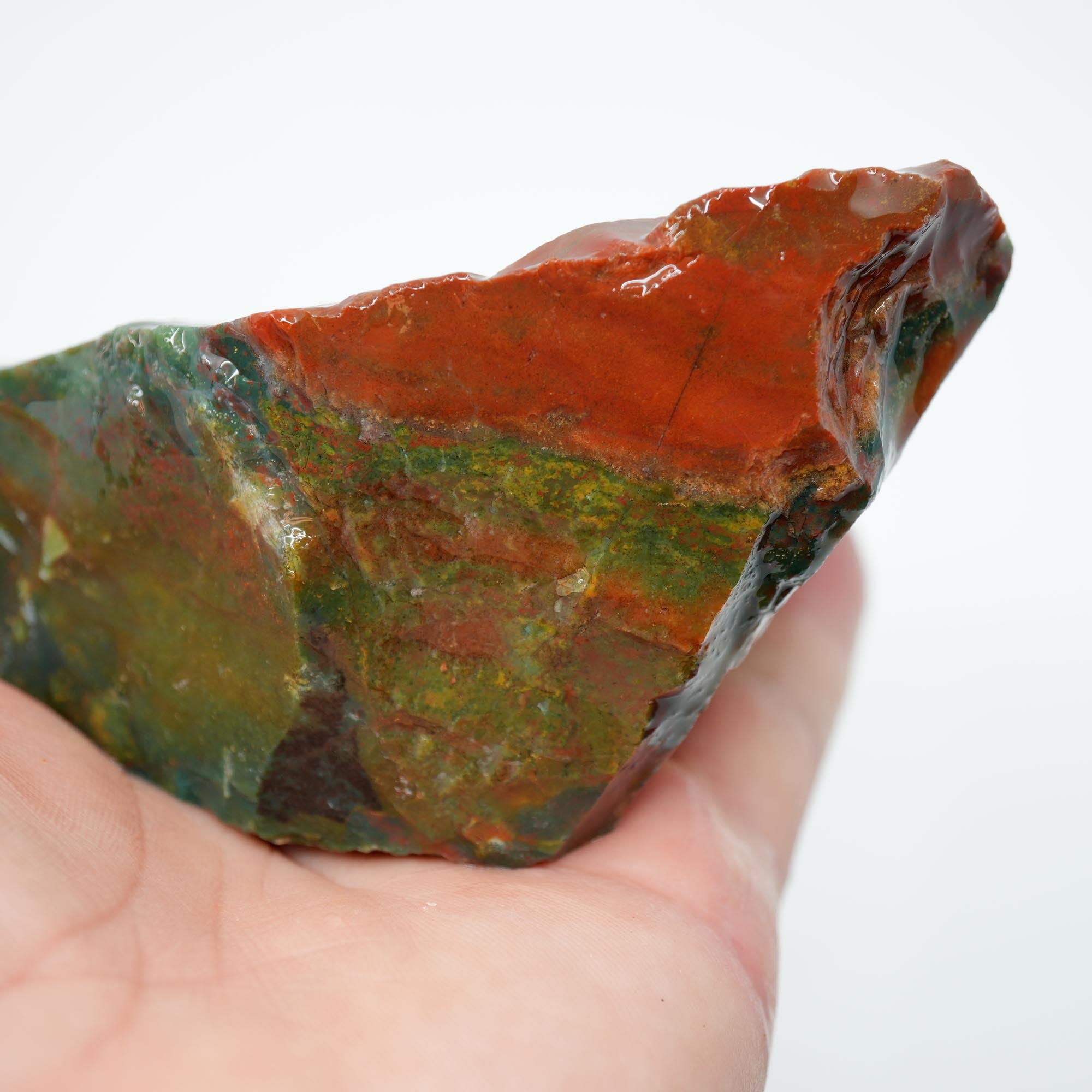 India Bloodstone Rough - Bright Green with Red Jasper Solid Cutter