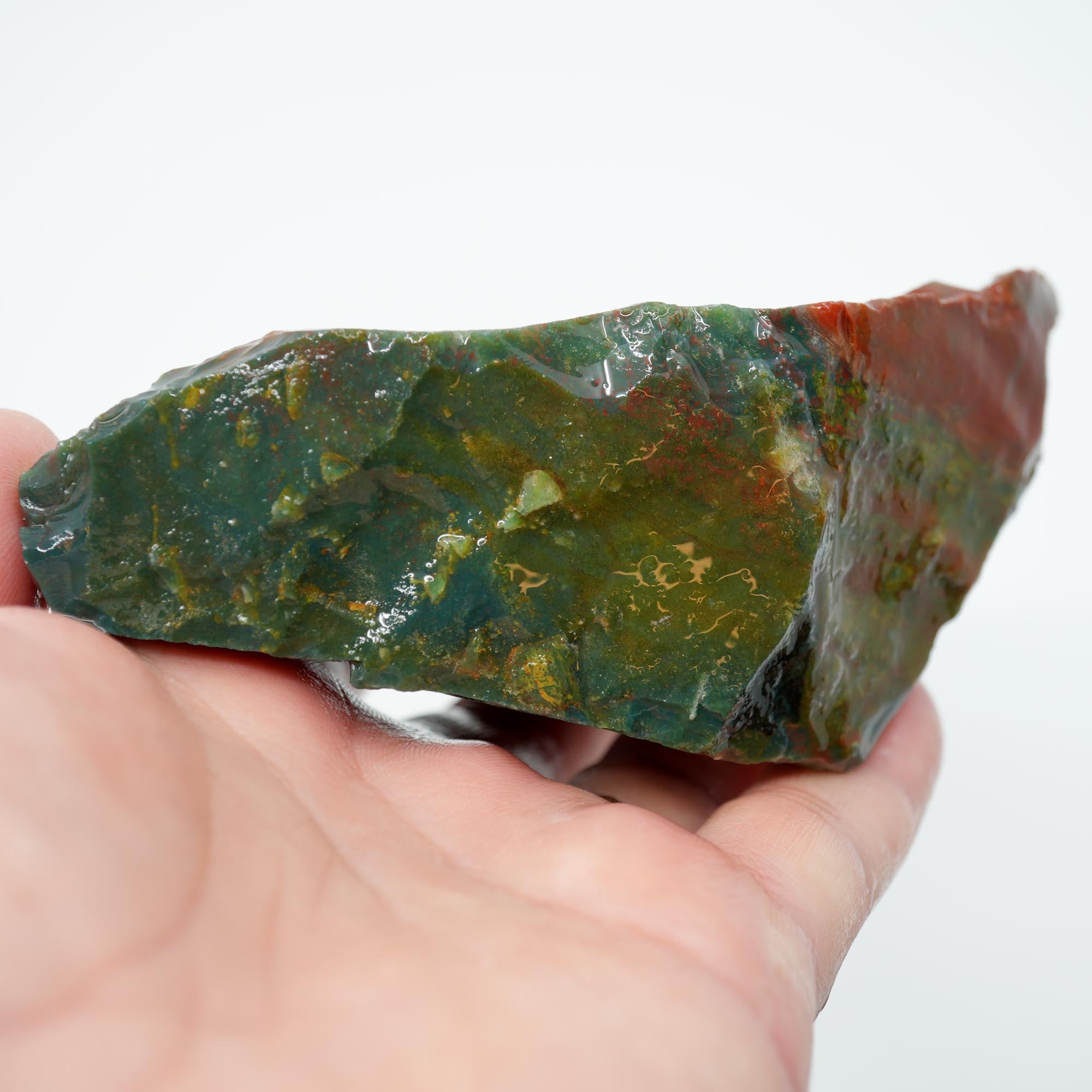 India Bloodstone Rough - Bright Green with Red Jasper Solid Cutter