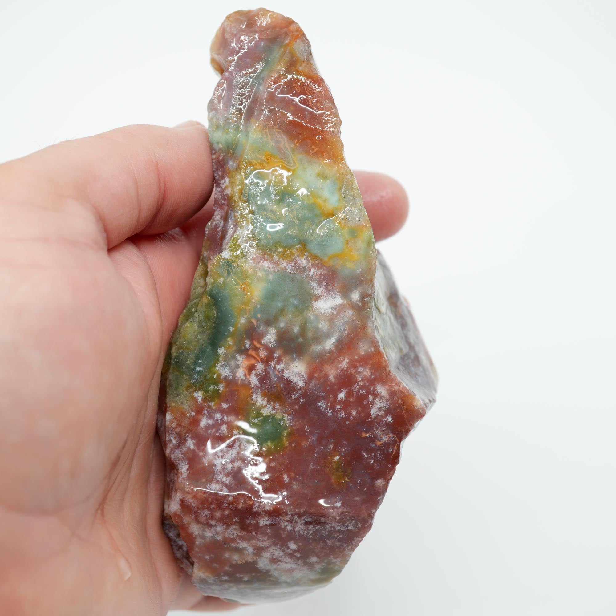 India Bloodstone Jasper Rough - Snowflake Dots with Pastel Green Red Orange
