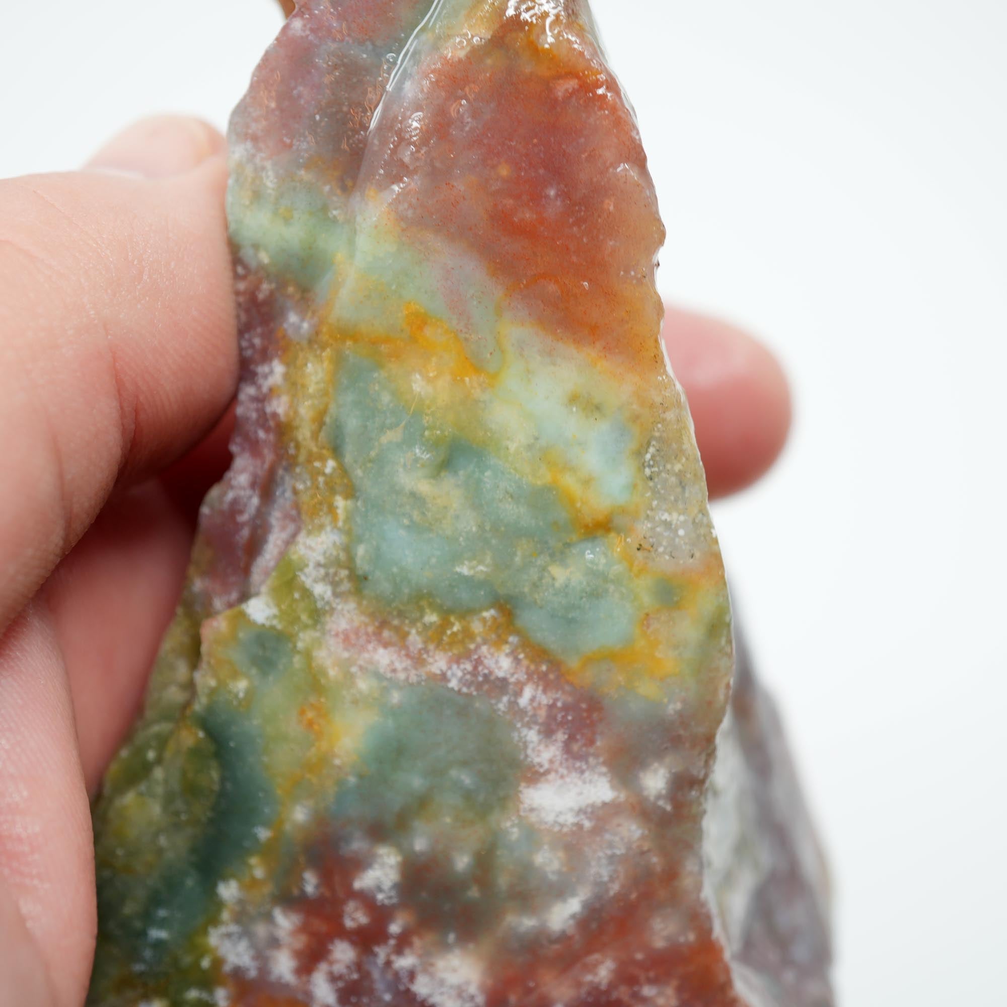 India Bloodstone Jasper Rough - Snowflake Dots with Pastel Green Red Orange