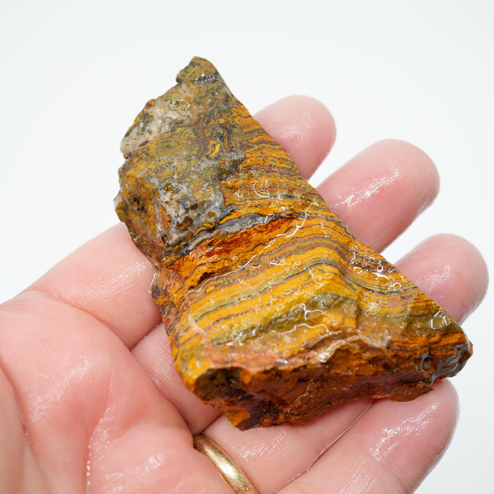 Apple Valley Jasper Endcut - Wavy Stromatolite Pattern Sahara