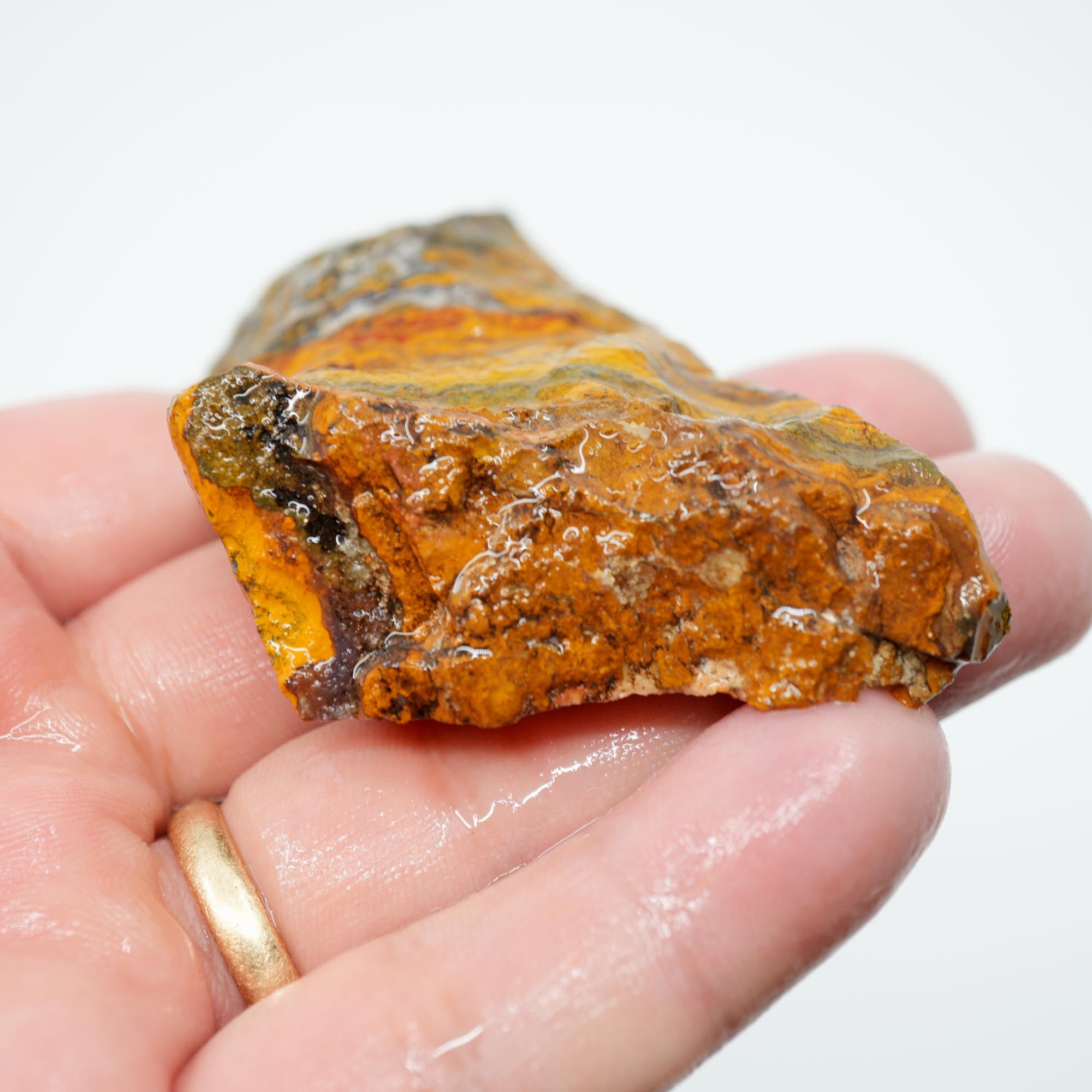 Apple Valley Jasper Endcut - Wavy Stromatolite Pattern Sahara