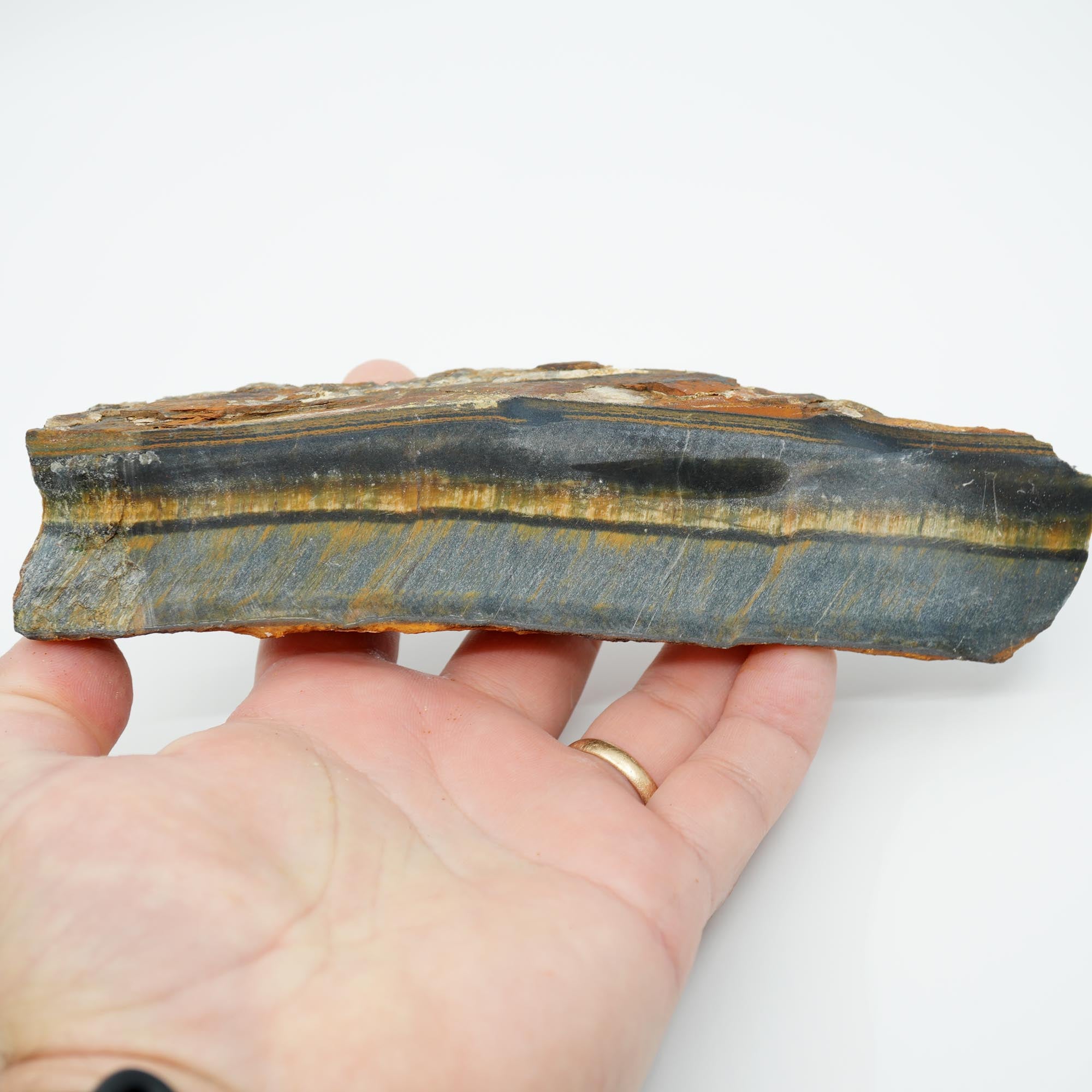 Hawkeye Tiger Eye Rough - Natural Blue Flame Pattern Old Chunk