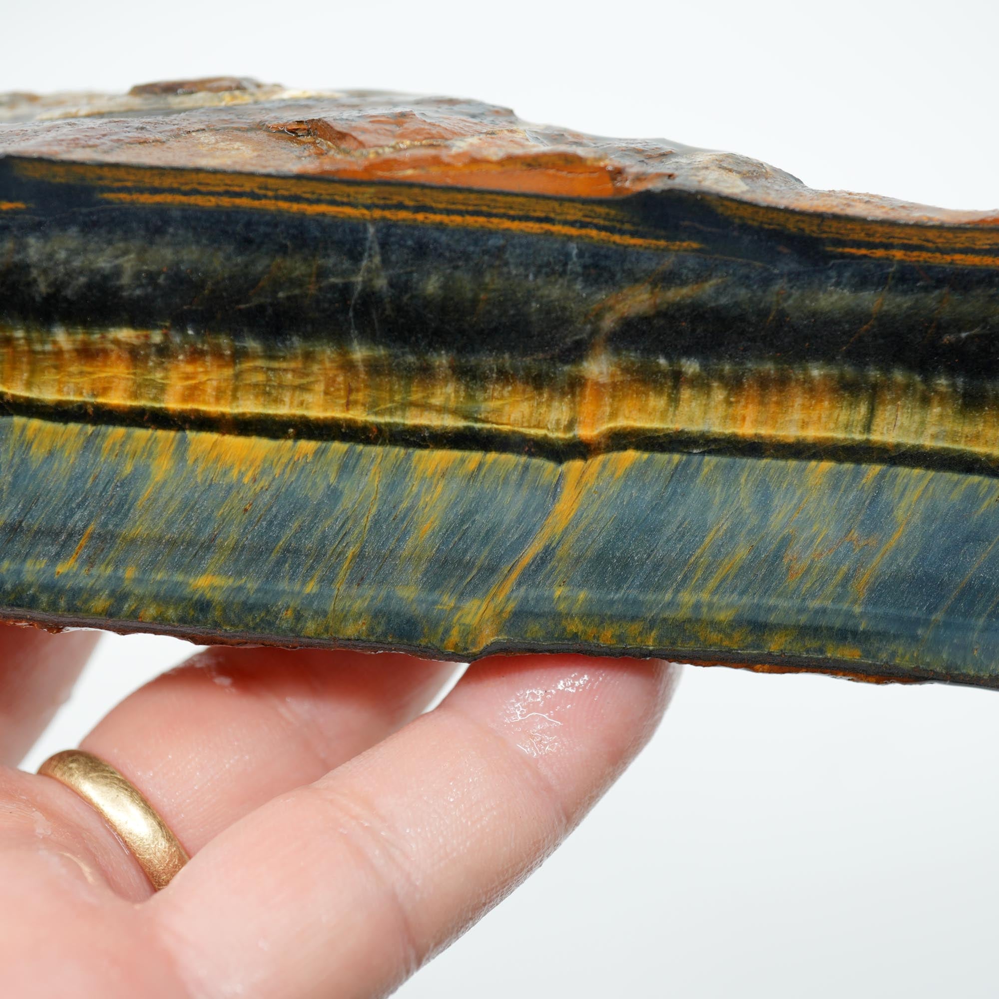 Hawkeye Tiger Eye Rough - Natural Blue Flame Pattern Old Chunk