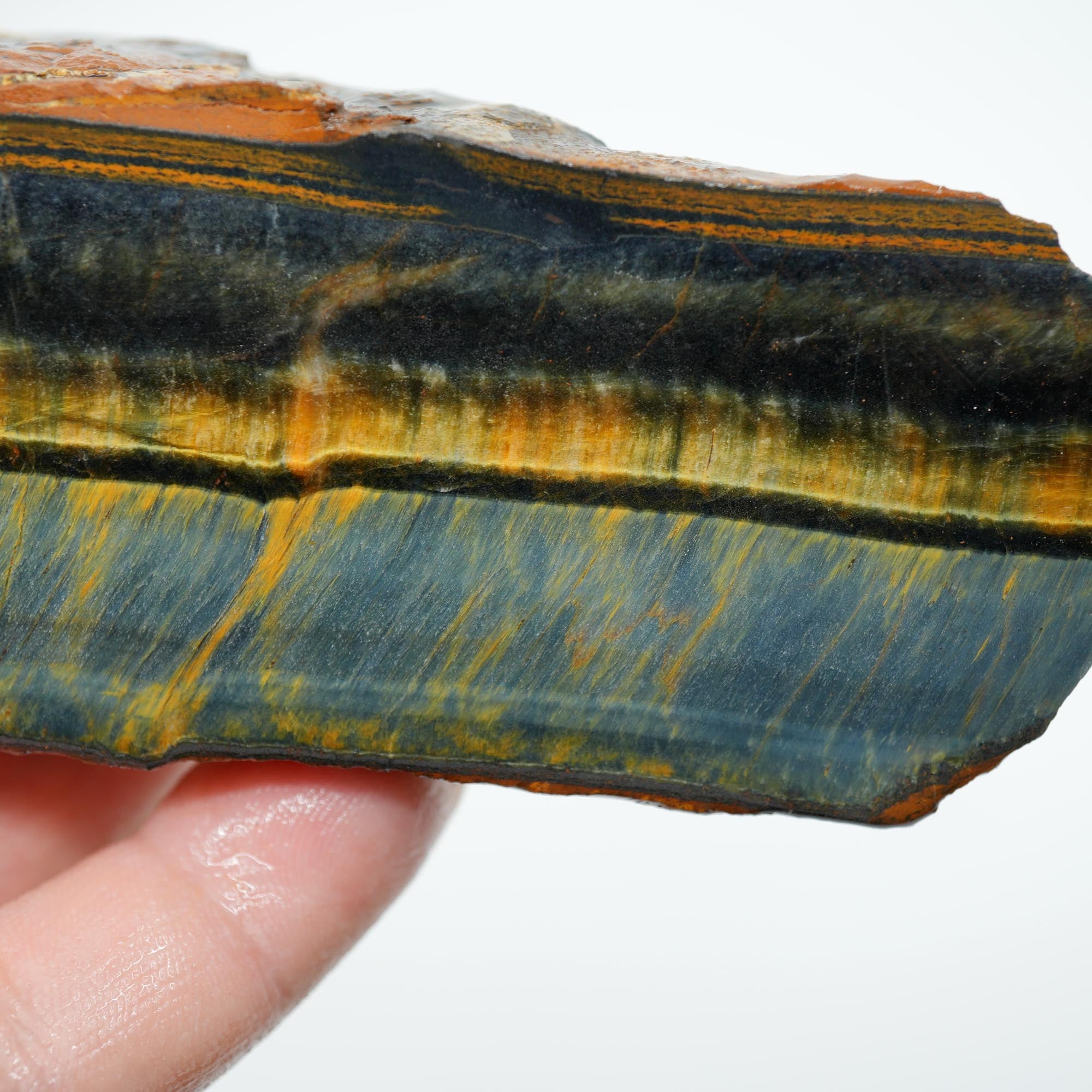 Hawkeye Tiger Eye Rough - Natural Blue Flame Pattern Old Chunk