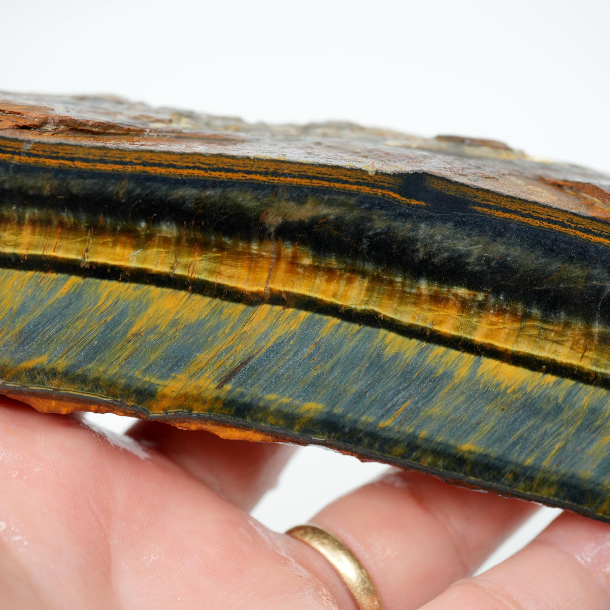 Hawkeye Tiger Eye Rough - Natural Blue Flame Pattern Old Chunk