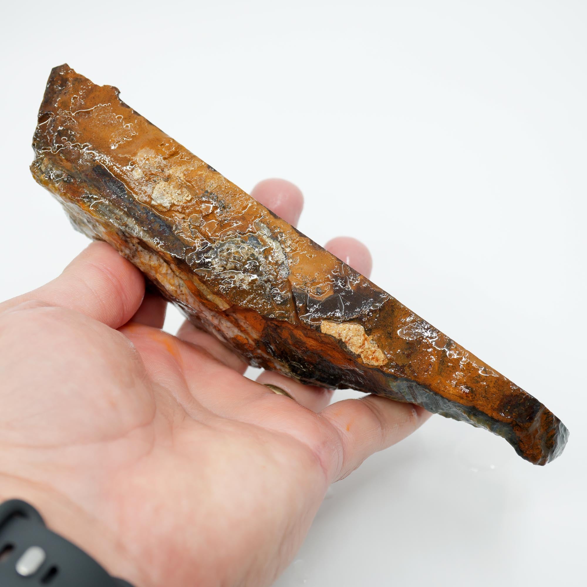 Hawkeye Tiger Eye Rough - Natural Blue Flame Pattern Old Chunk