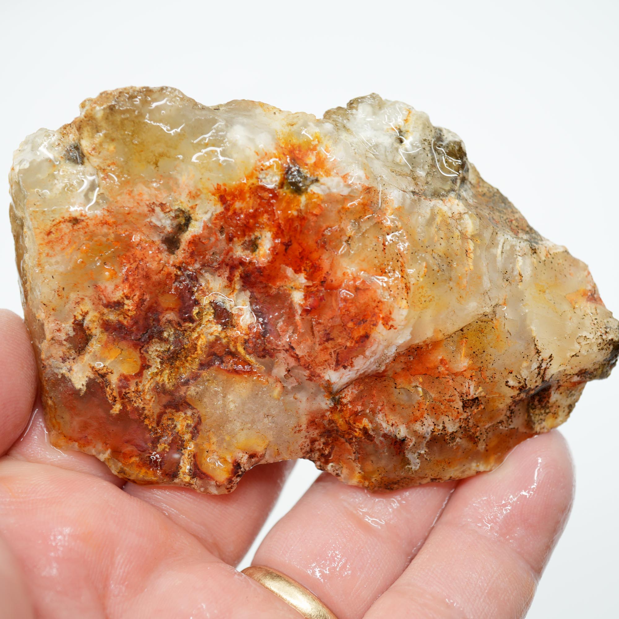 Regency Rose Plume Agate Rough - Old Stock Bright Red Scraping-Blade Plate