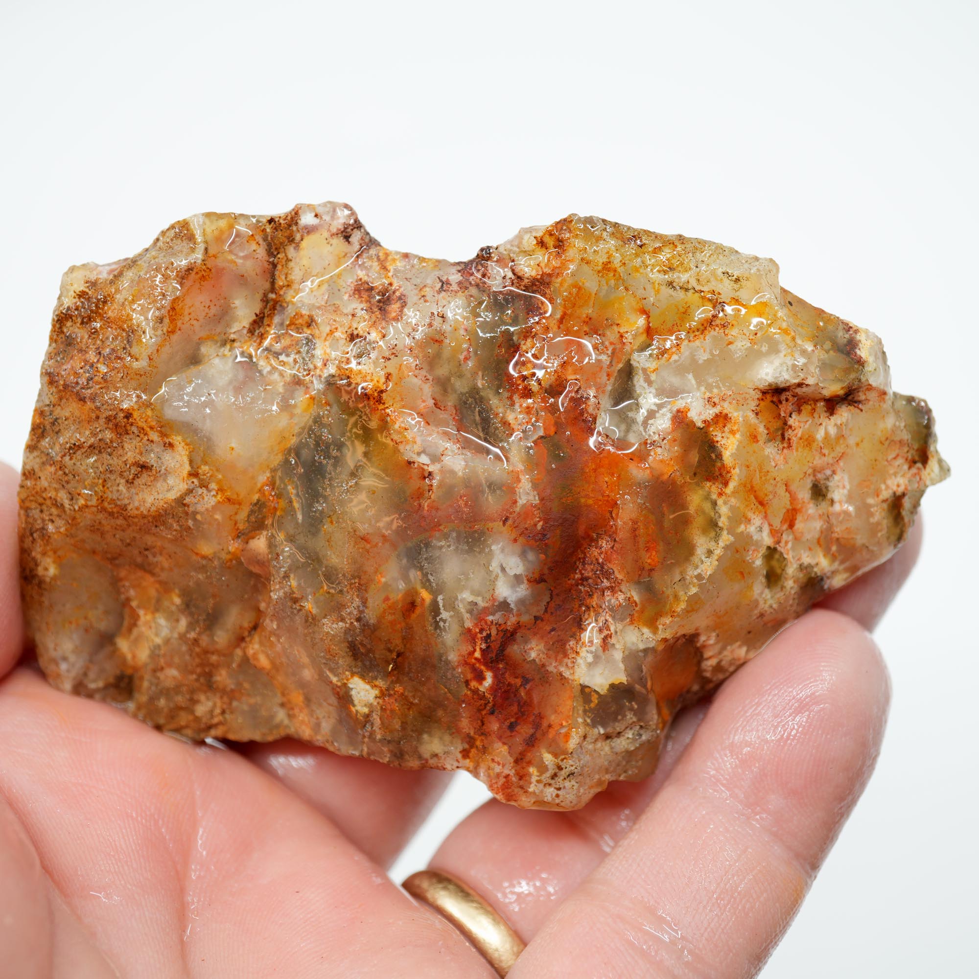 Regency Rose Plume Agate Rough - Old Stock Bright Red Scraping-Blade Plate