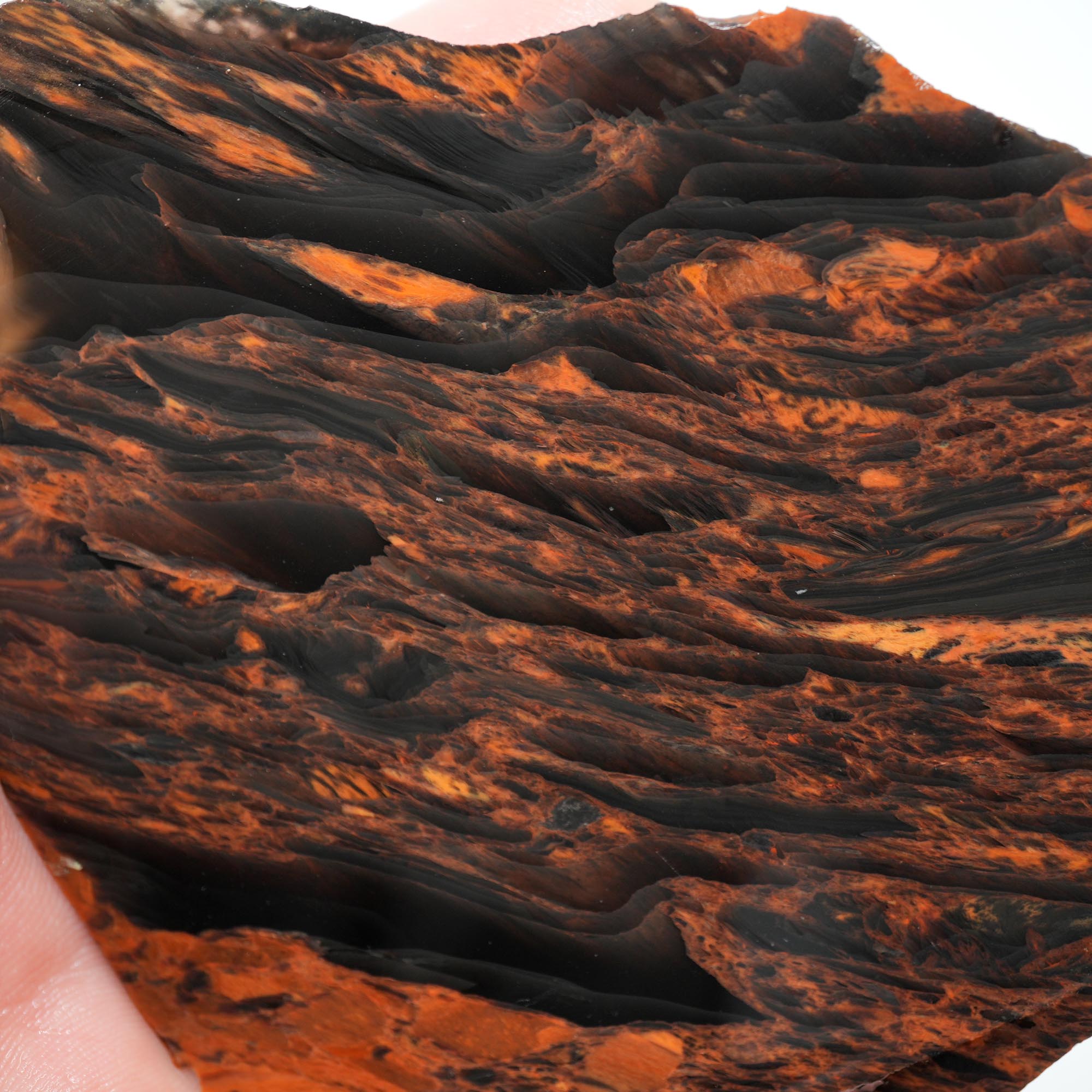 Tri-Flow Obsidian Rough Cut - Glass Butte Pattern with Good Flash Display