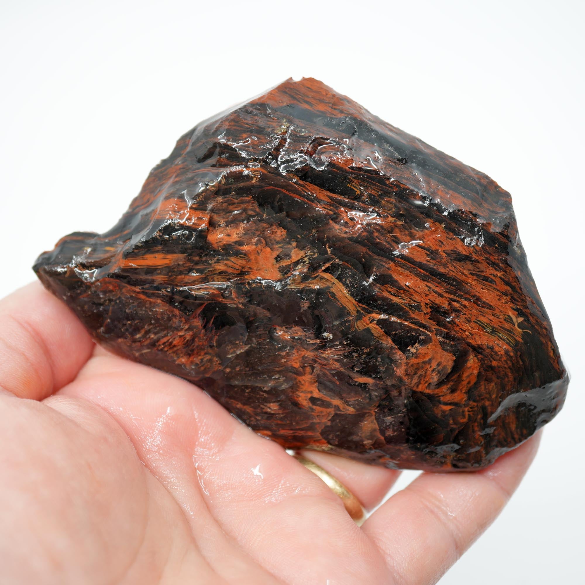 Tri-Flow Obsidian Rough Cut - Glass Butte Pattern with Good Flash Display