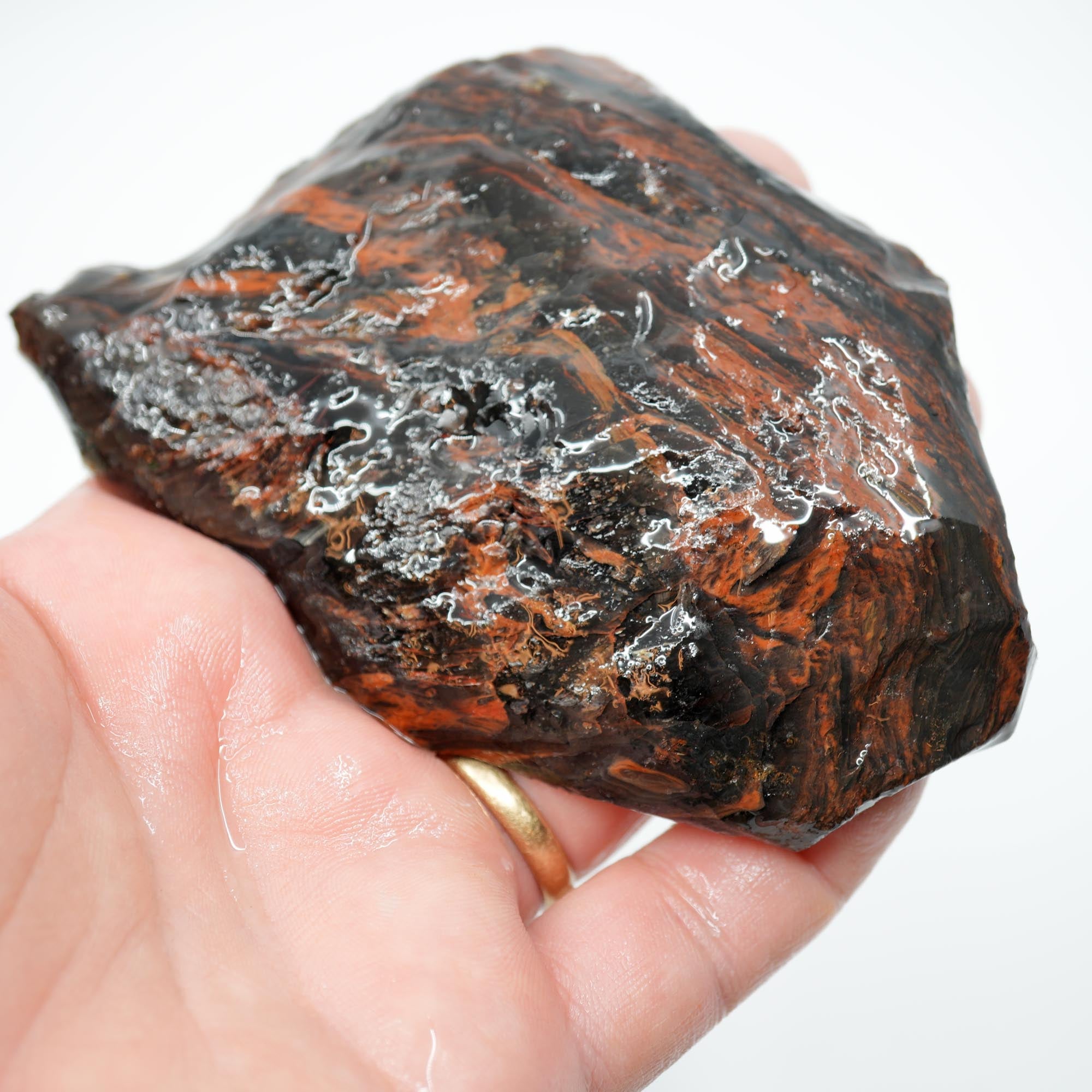 Tri-Flow Obsidian Rough Cut - Glass Butte Pattern with Good Flash Display