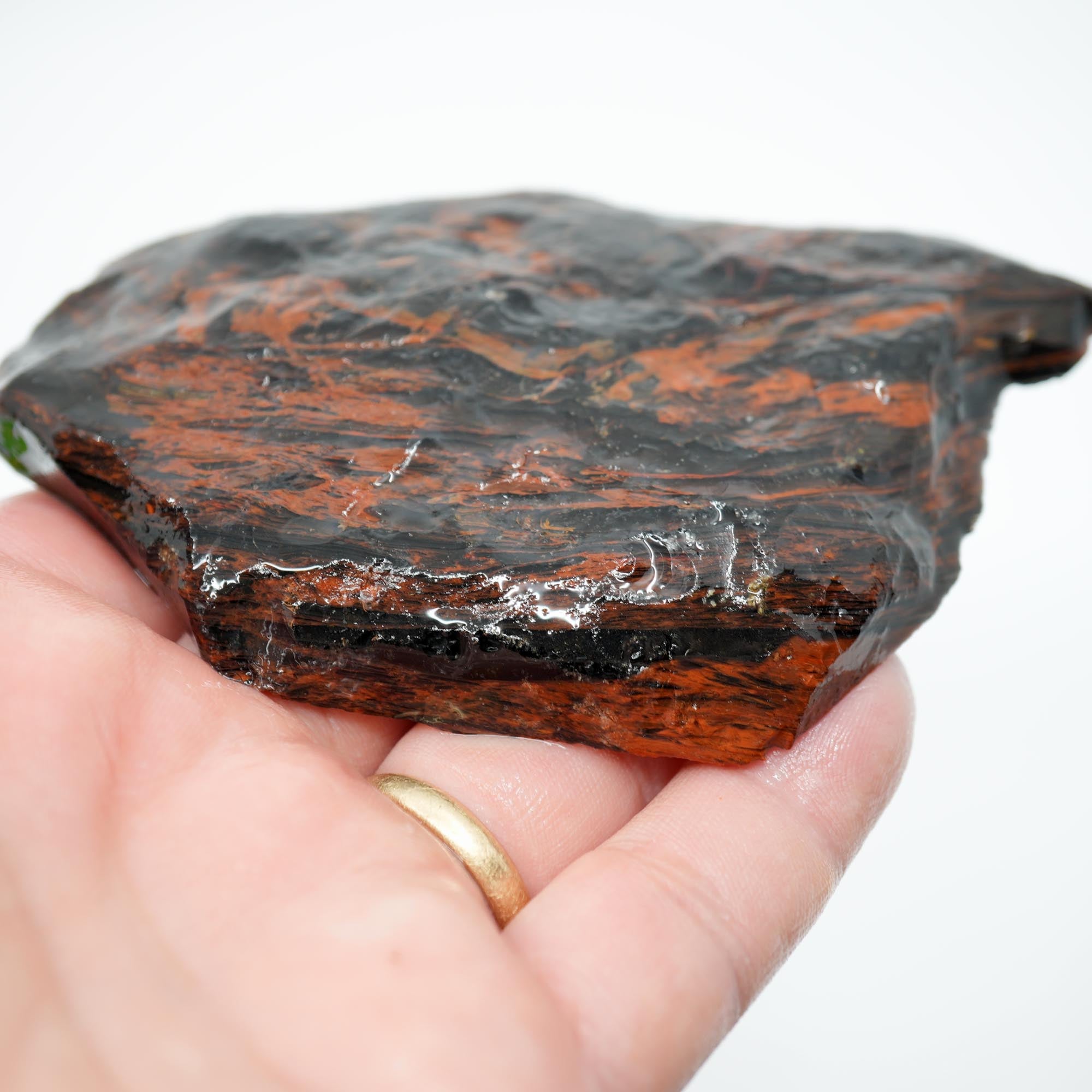 Tri-Flow Obsidian Rough Cut - Glass Butte Pattern with Good Flash Display