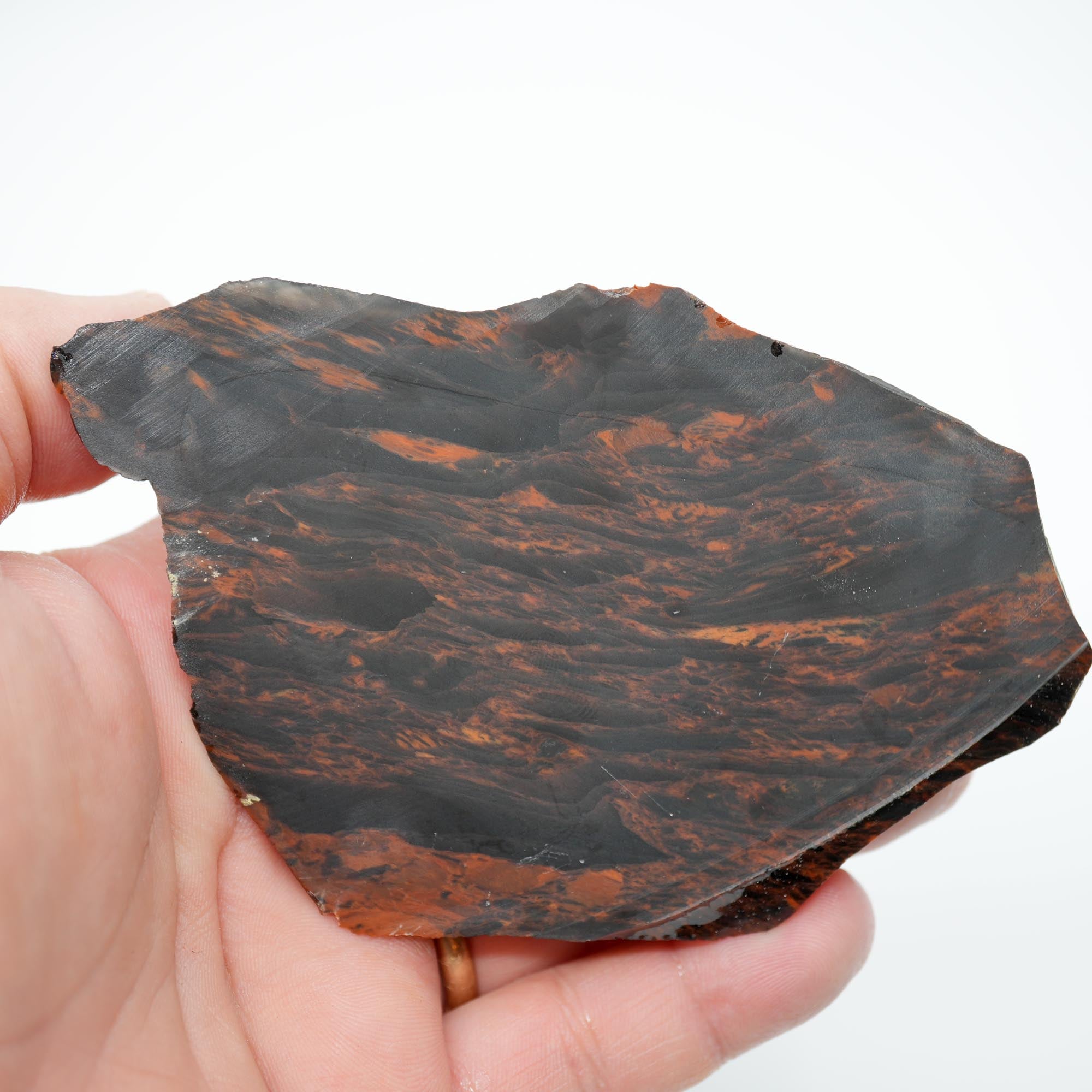 Tri-Flow Obsidian Rough Cut - Glass Butte Pattern with Good Flash Display