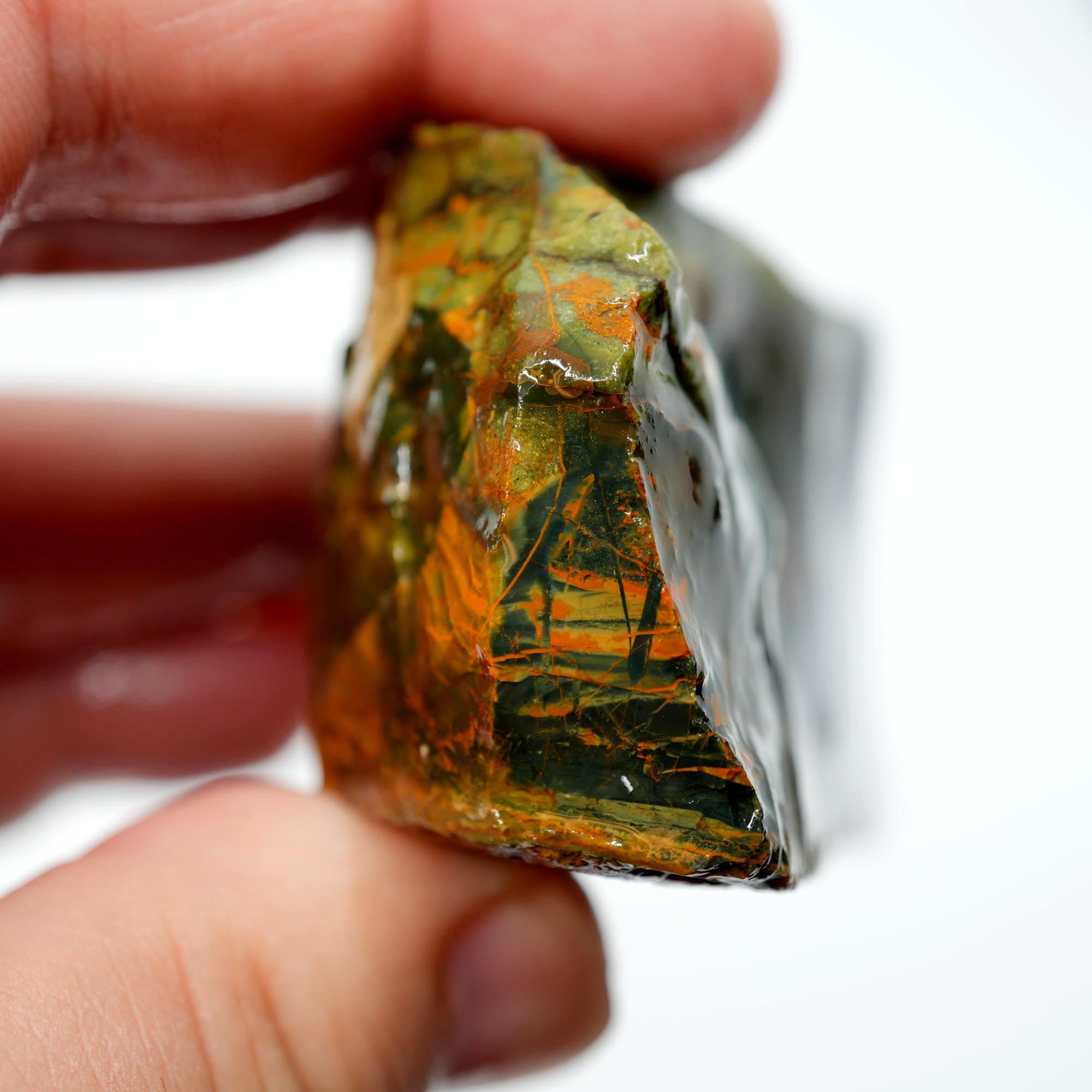 Morrisonite Jasper Rough - Deep Dark Blue with Golden Orange and Green Trimmer