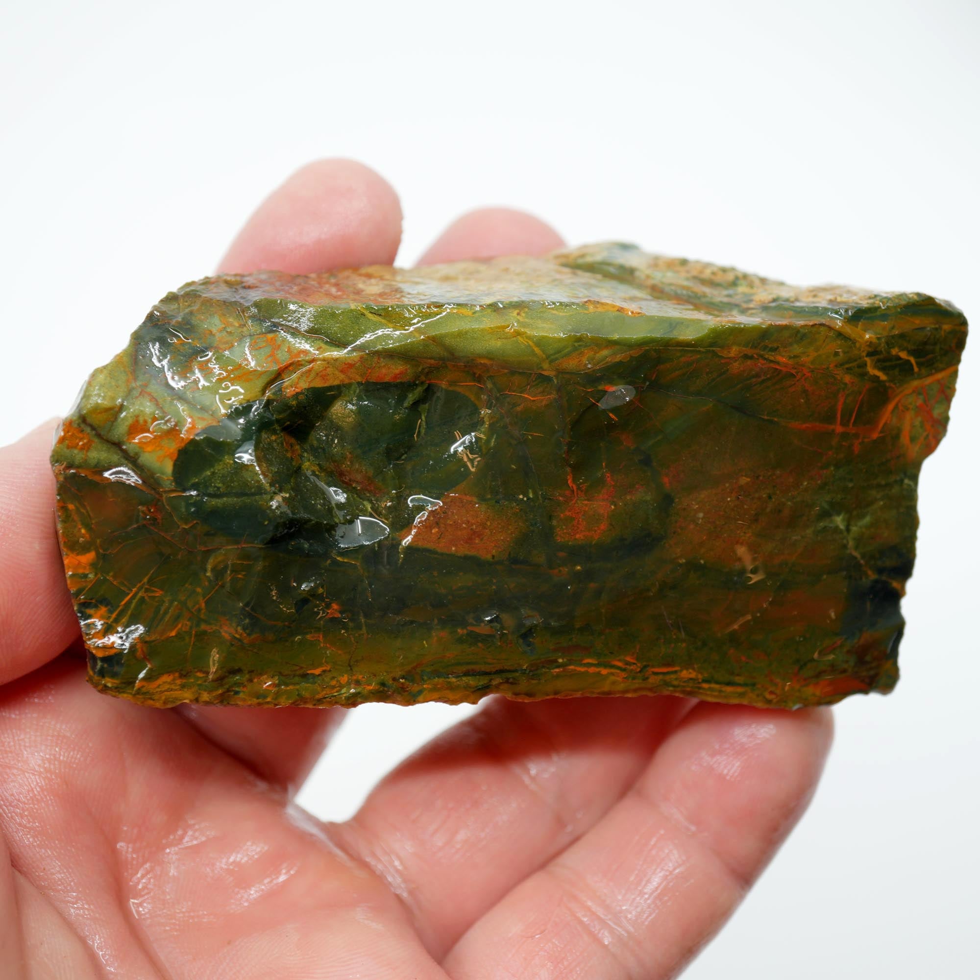 Morrisonite Jasper Rough - Deep Dark Blue with Golden Orange and Green Trimmer