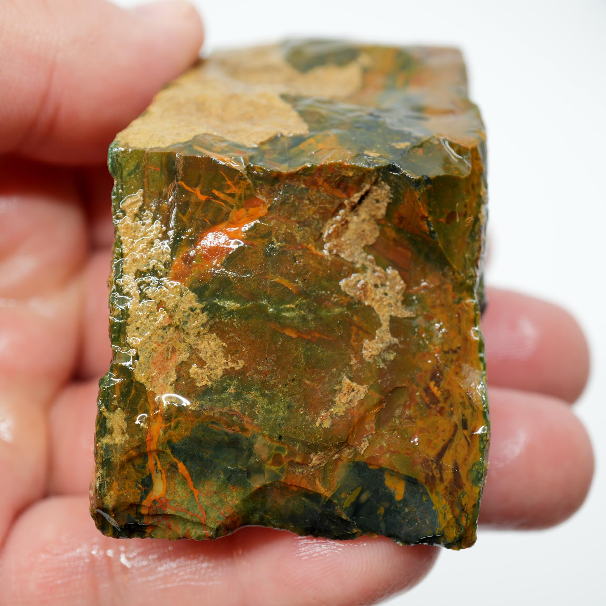 Morrisonite Jasper Rough - Deep Dark Blue with Golden Orange and Green Trimmer