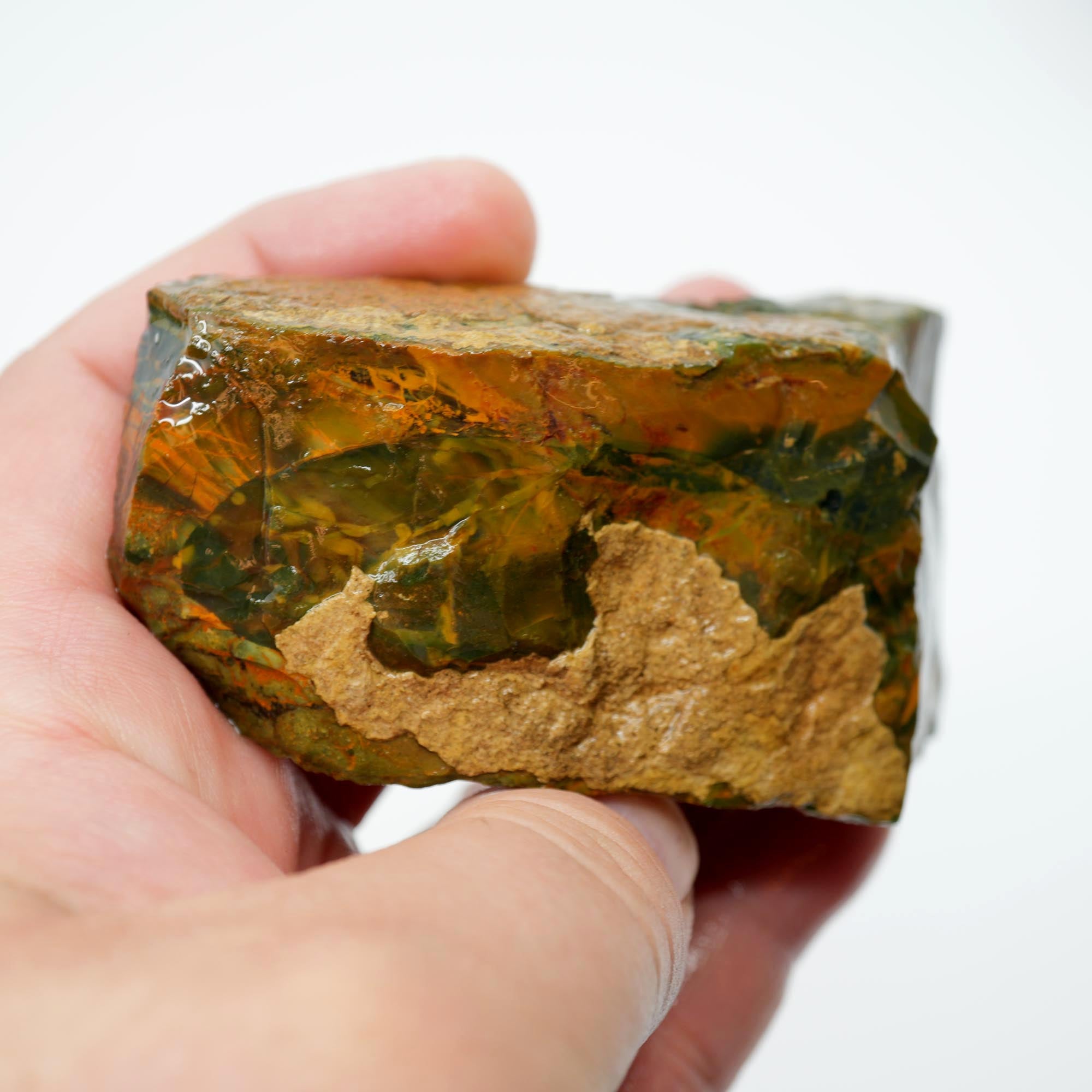 Morrisonite Jasper Rough - Deep Dark Blue with Golden Orange and Green Trimmer