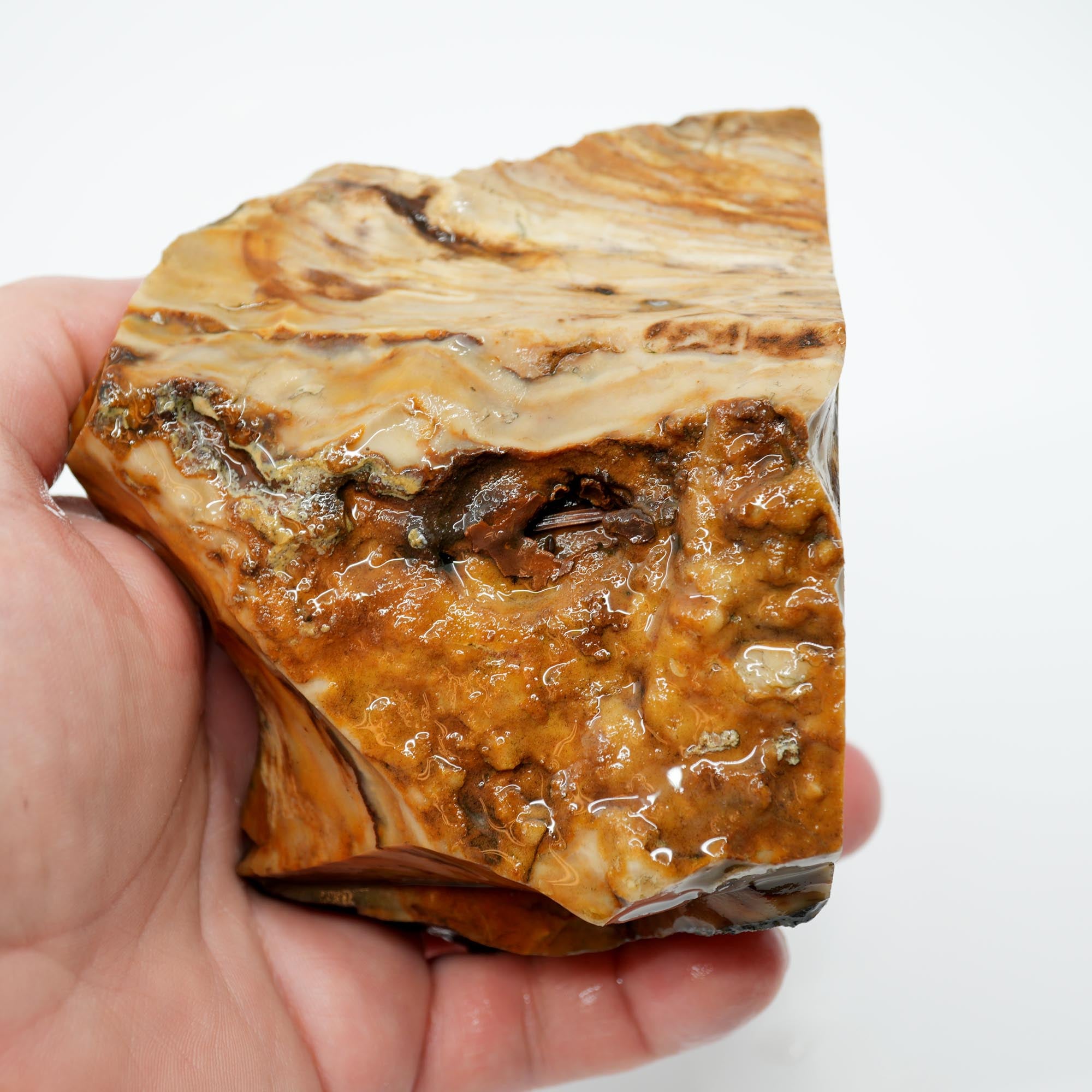 Paiute Jasper Rough - Old Stock Cloud Pattern Cut on One Side