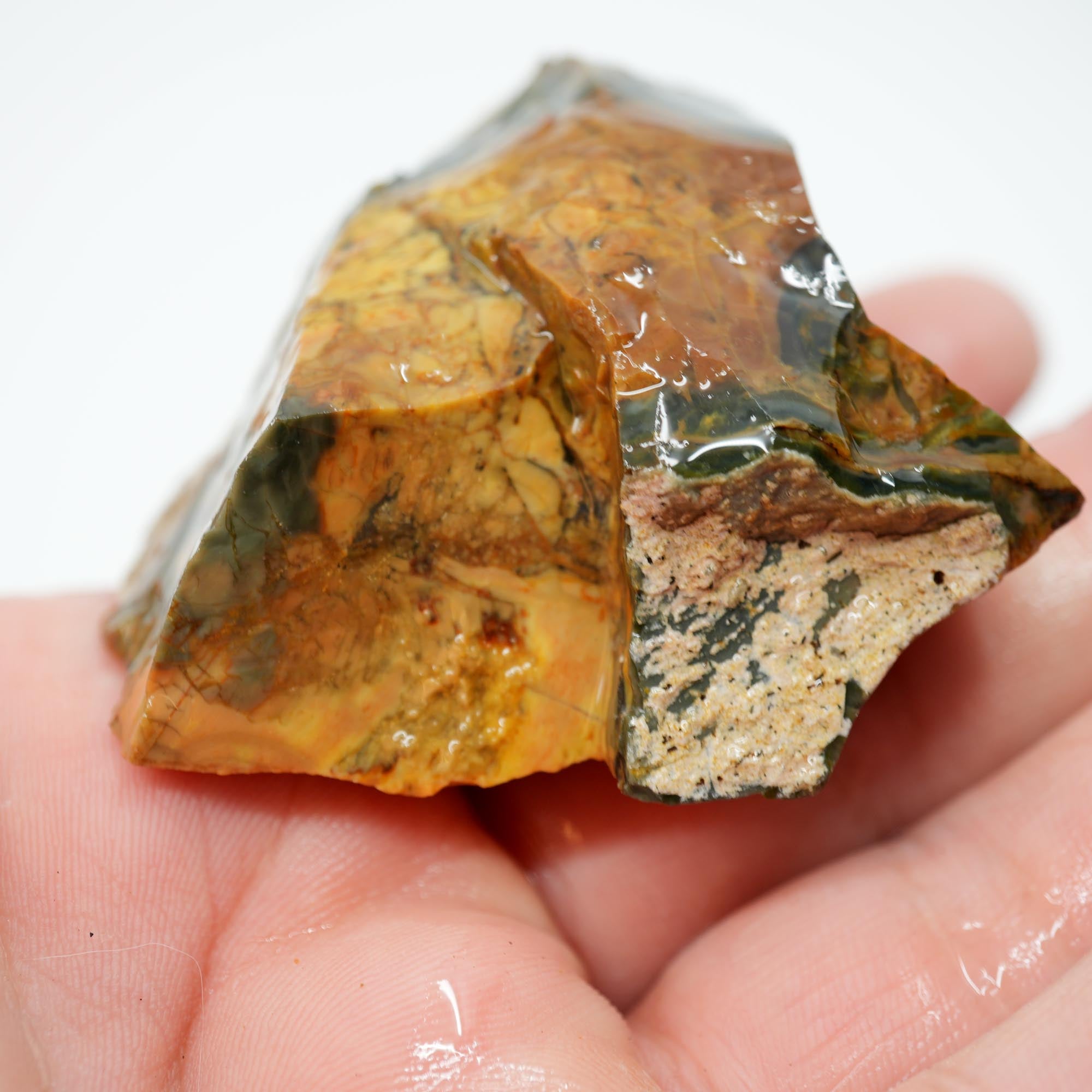 Morrisonite Jasper Rough - Pink Blue Cayenne Green with Orbicular Structures