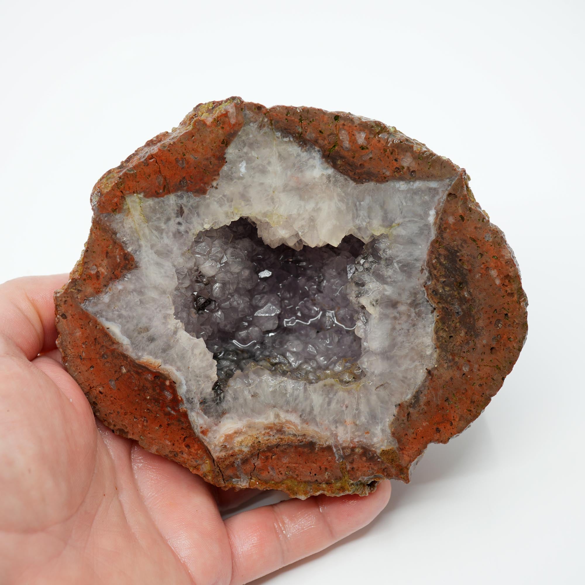 Mystery Geode Rough Cut Half - Amethyst Center with Sun-Lightened Color