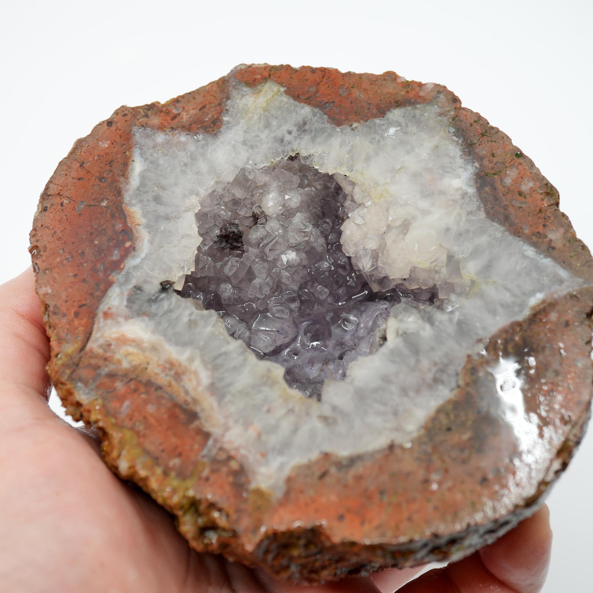 Mystery Geode Rough Cut Half - Amethyst Center with Sun-Lightened Color
