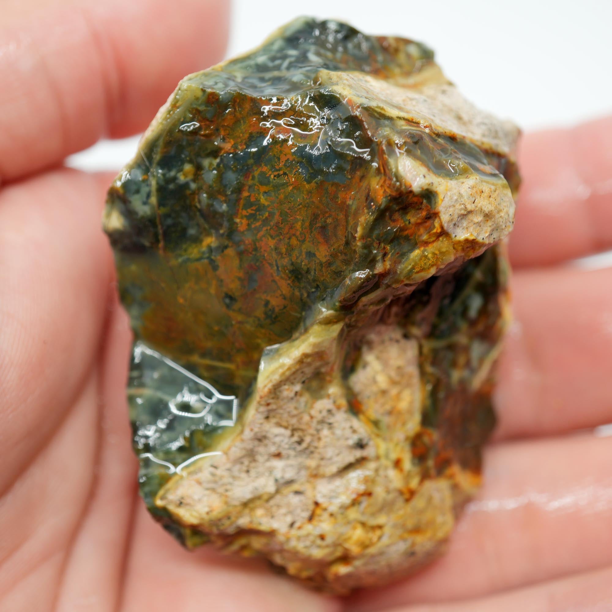 Morrisonite Jasper Rough - Dominant Green with Purple Flecks Trimmer