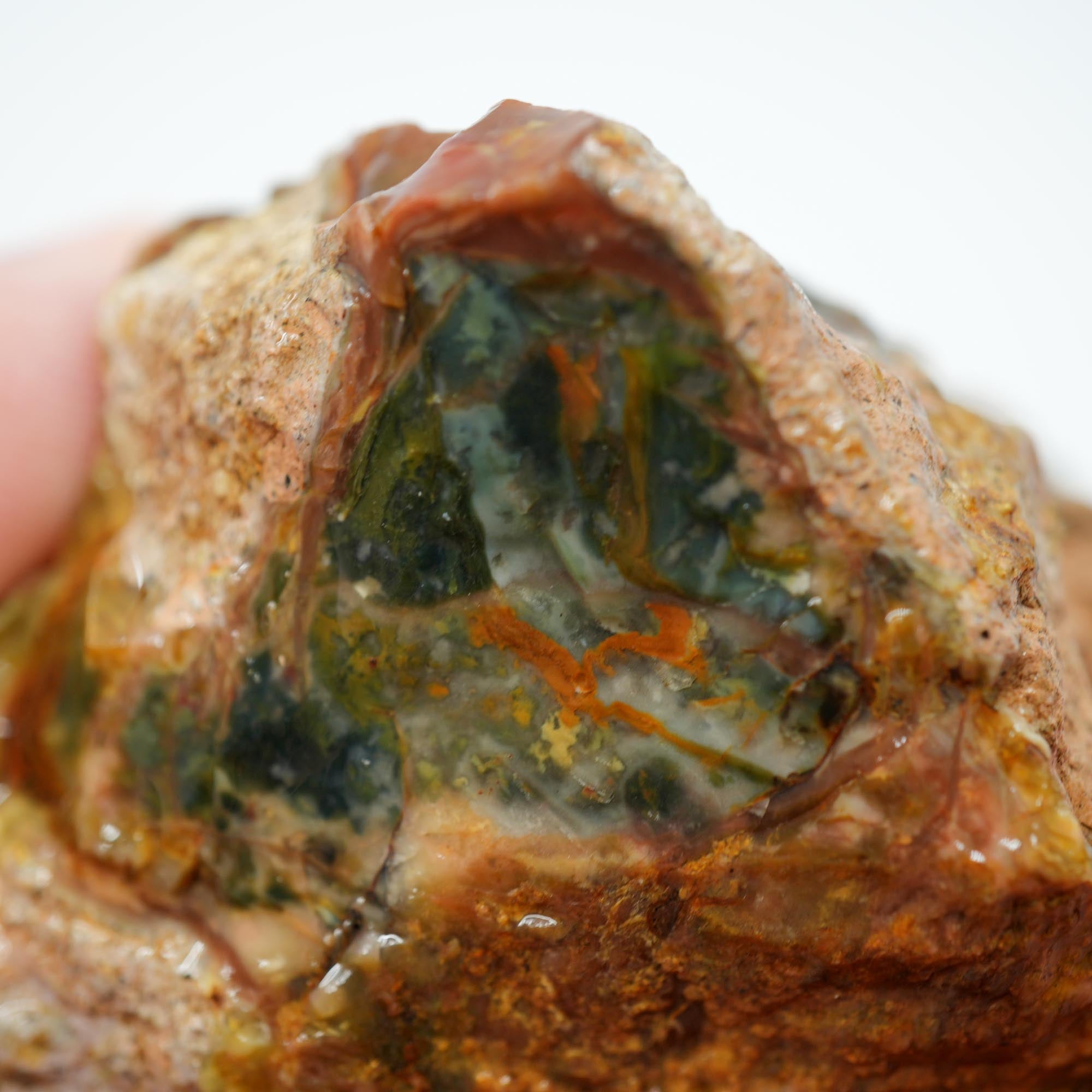Morrisonite Jasper Rough - Bright Green Blue Windows with Healed Fracture Marked Down
