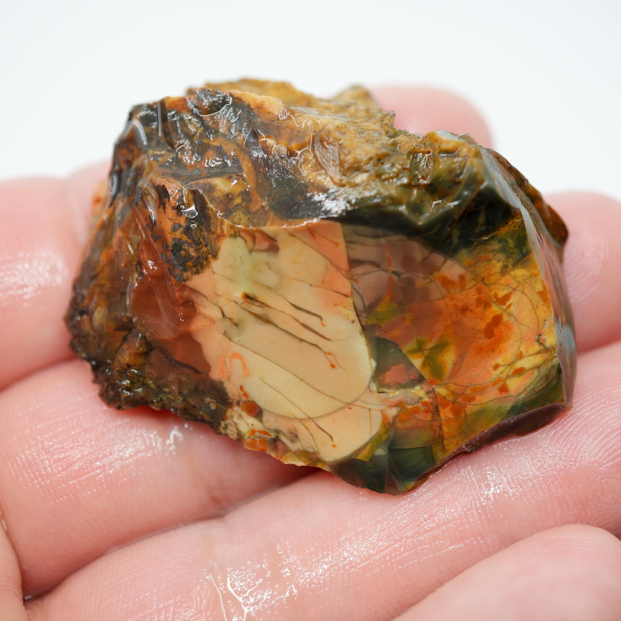 Morrisonite Jasper Rough - High-Grade Orbicular Pink and Blue Free-Form Cab Piece