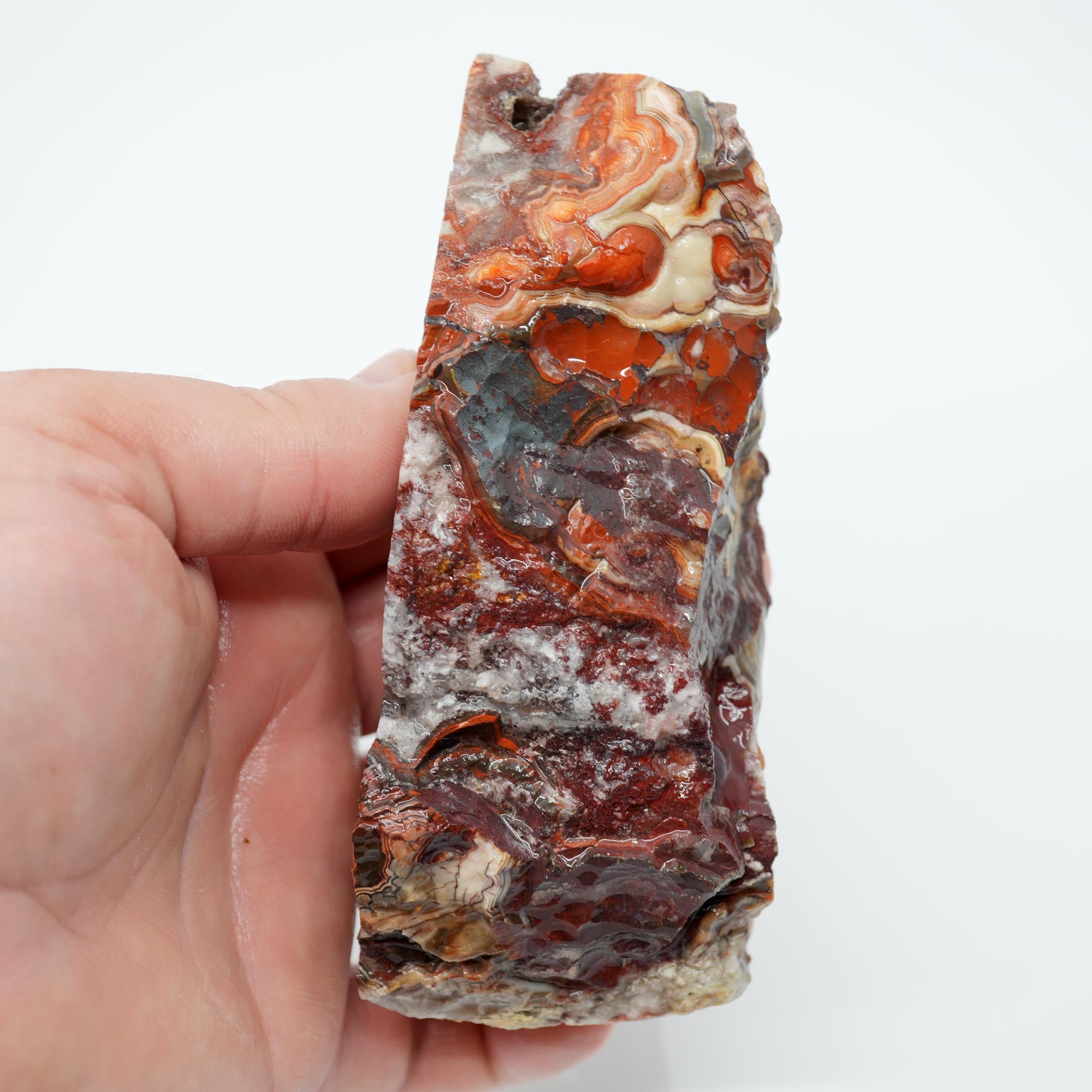 Laguna Lace Agate Endcut - Red White Green Lace with Tubes