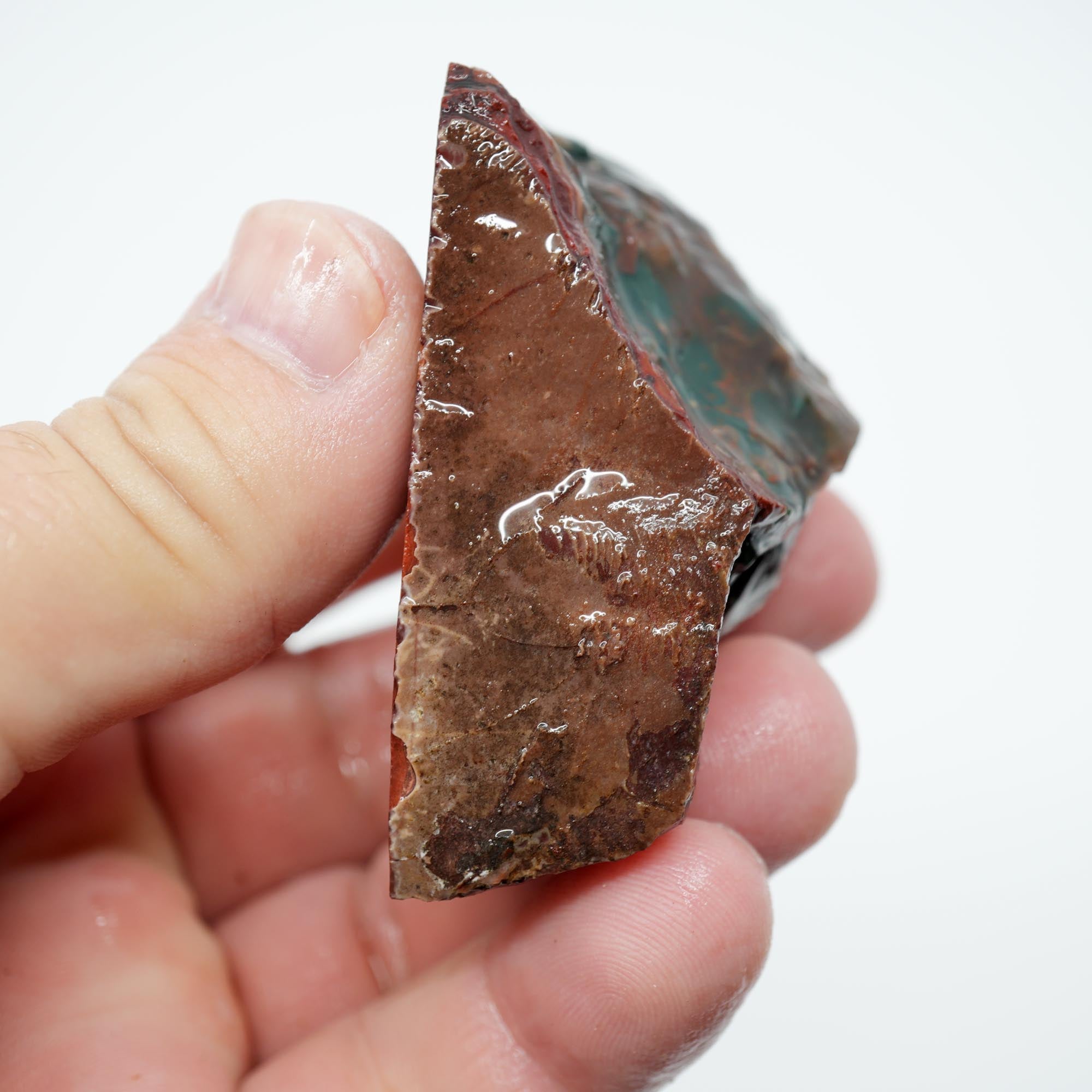 Idaho Sunset Jasper Endcut - Bright Green Creamy Agate Clouds