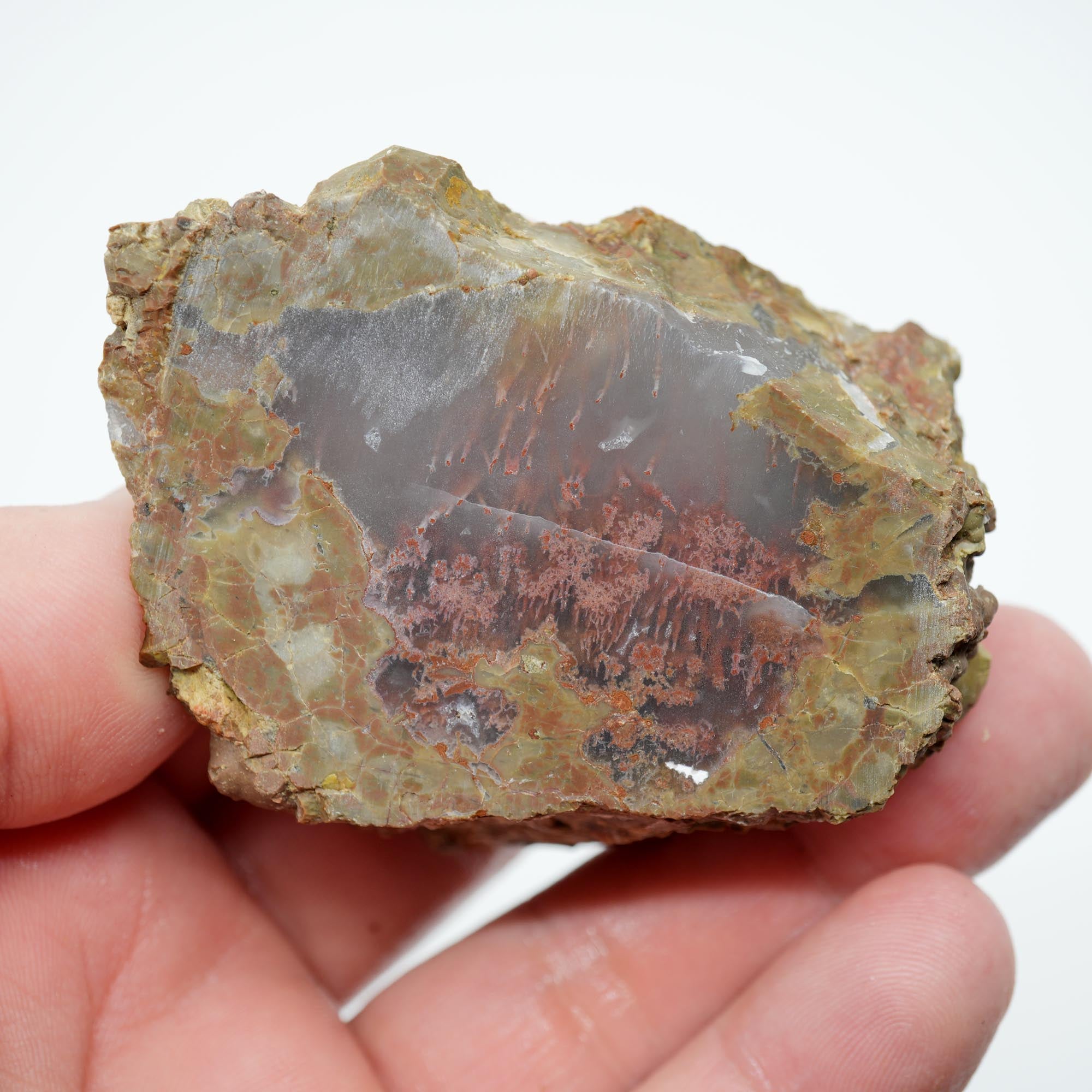 Priday Moss Bed Thunderegg Endcut - Pink Moss Clear Agate