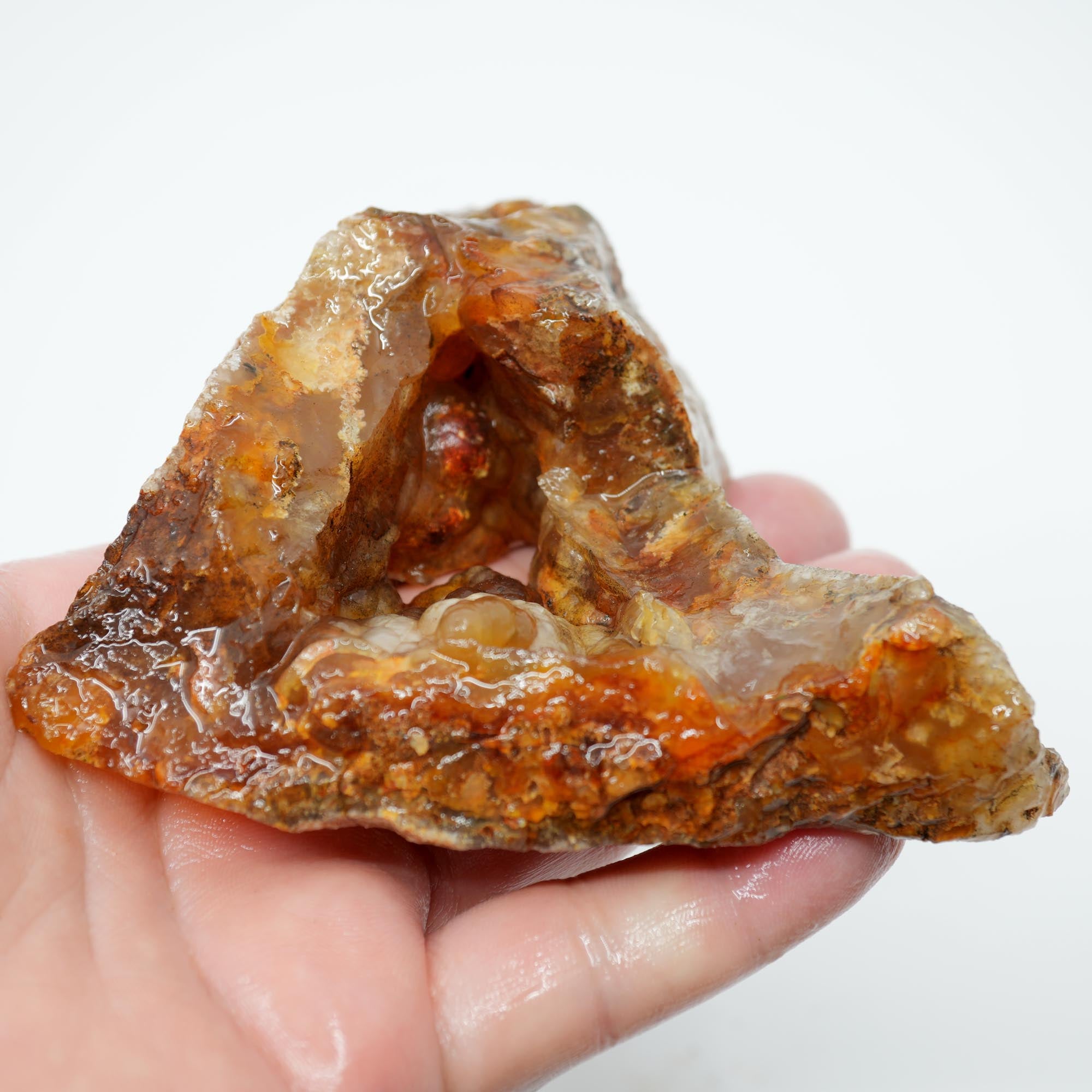 Graveyard Point Plume Agate Endcut - Carnelian Wavy Cloud Plume