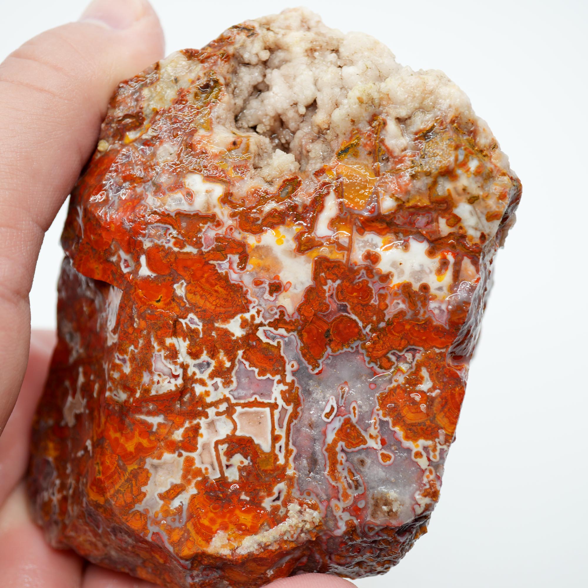 Apple Valley Agate Rough - Christmas Red Tube Pseudomorph
