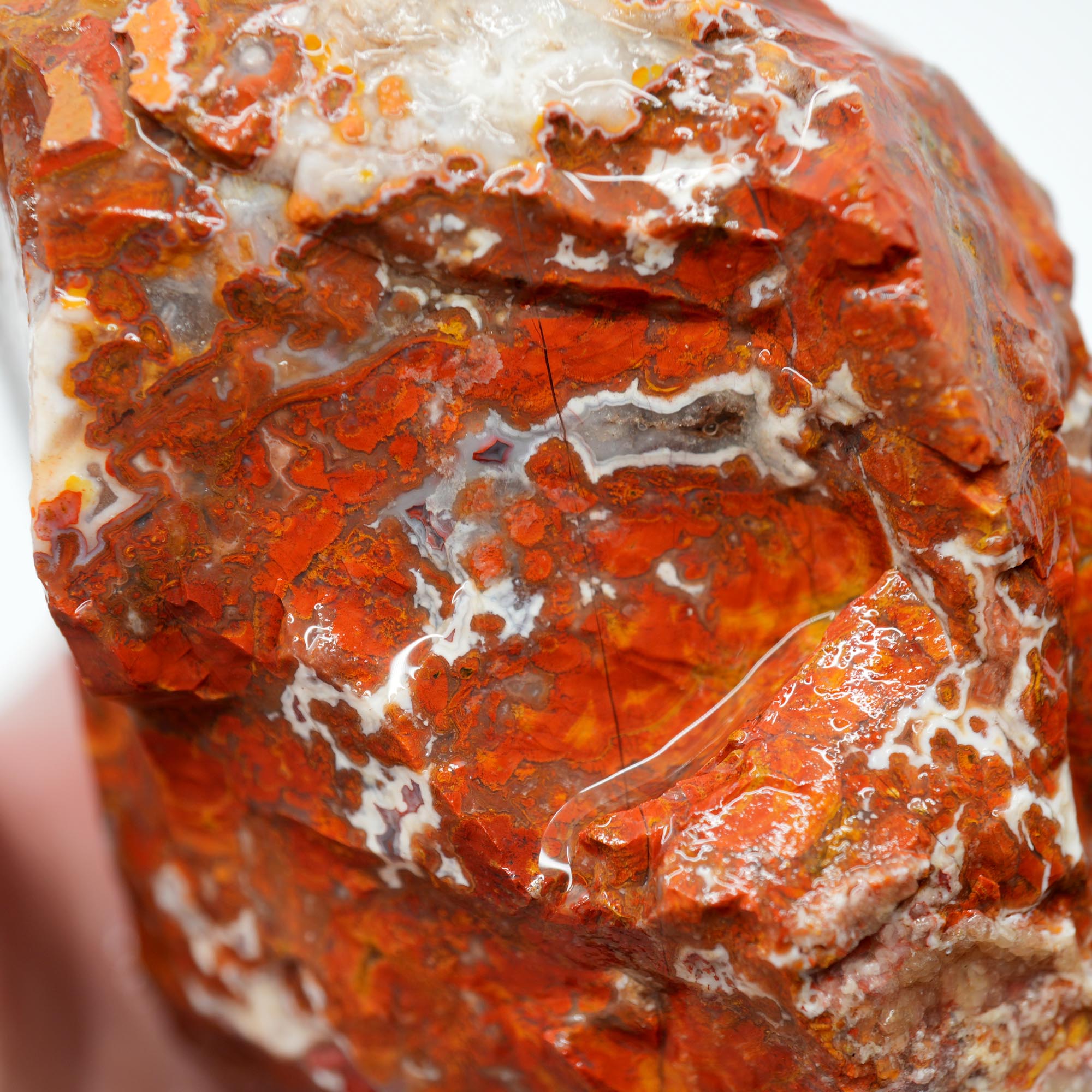 Apple Valley Agate Rough - Christmas Red Tube Pseudomorph