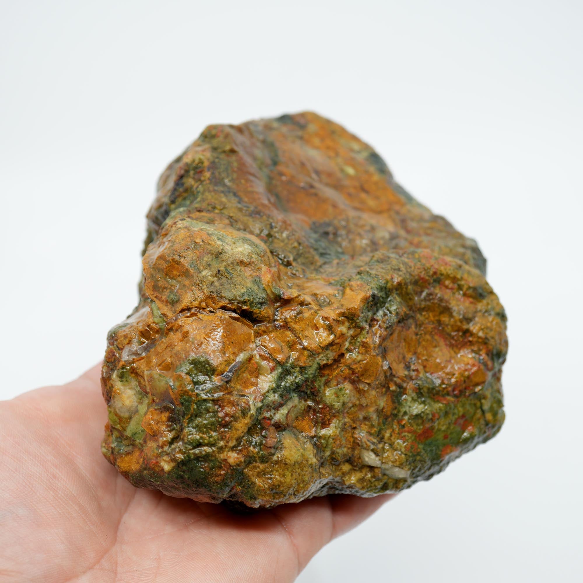 Amity Plume Jasper Rough - Golden Jasper with Green Pseudo-Plume Breccia