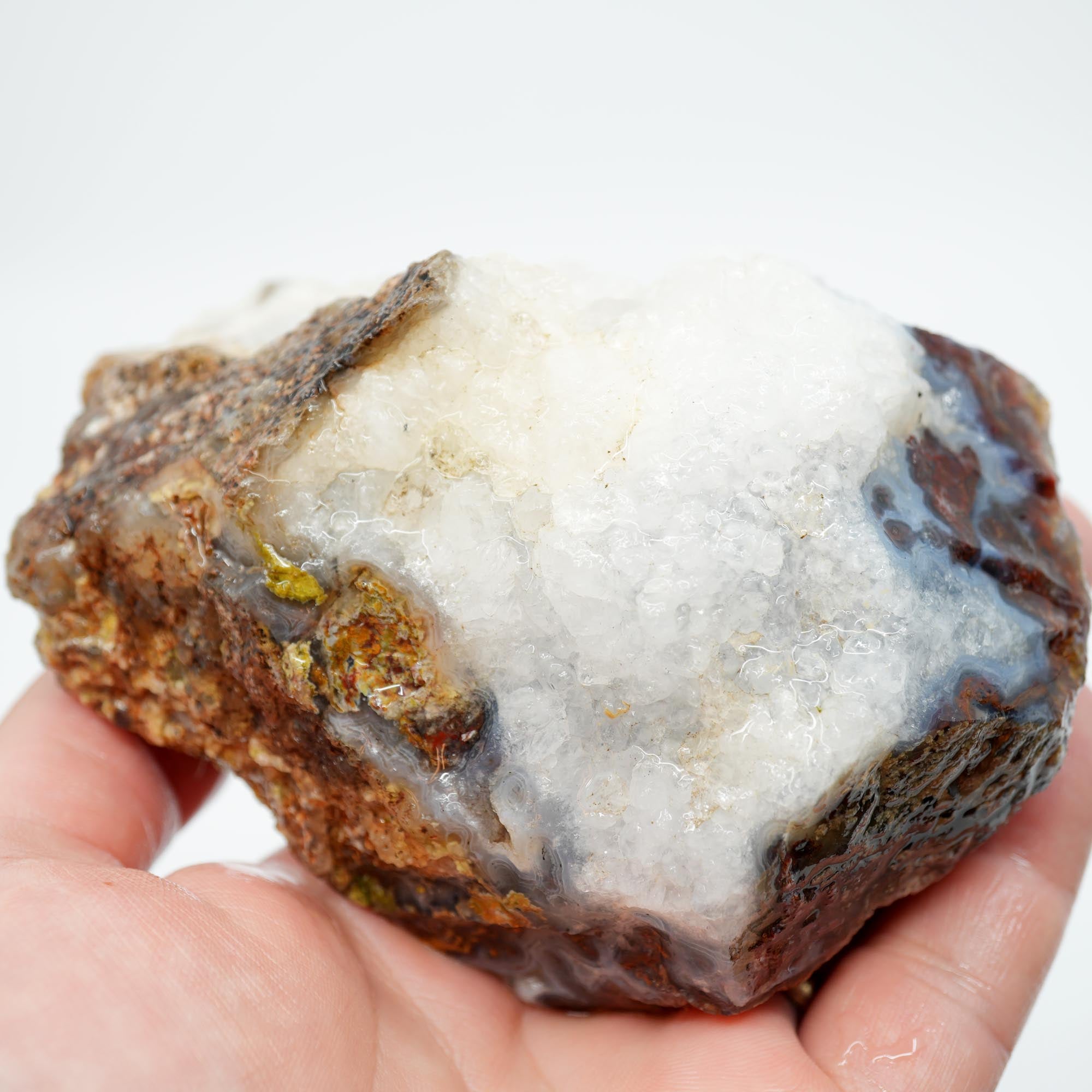 San Carlos Agate Rough - Red Moss with Quartz Crystal Top