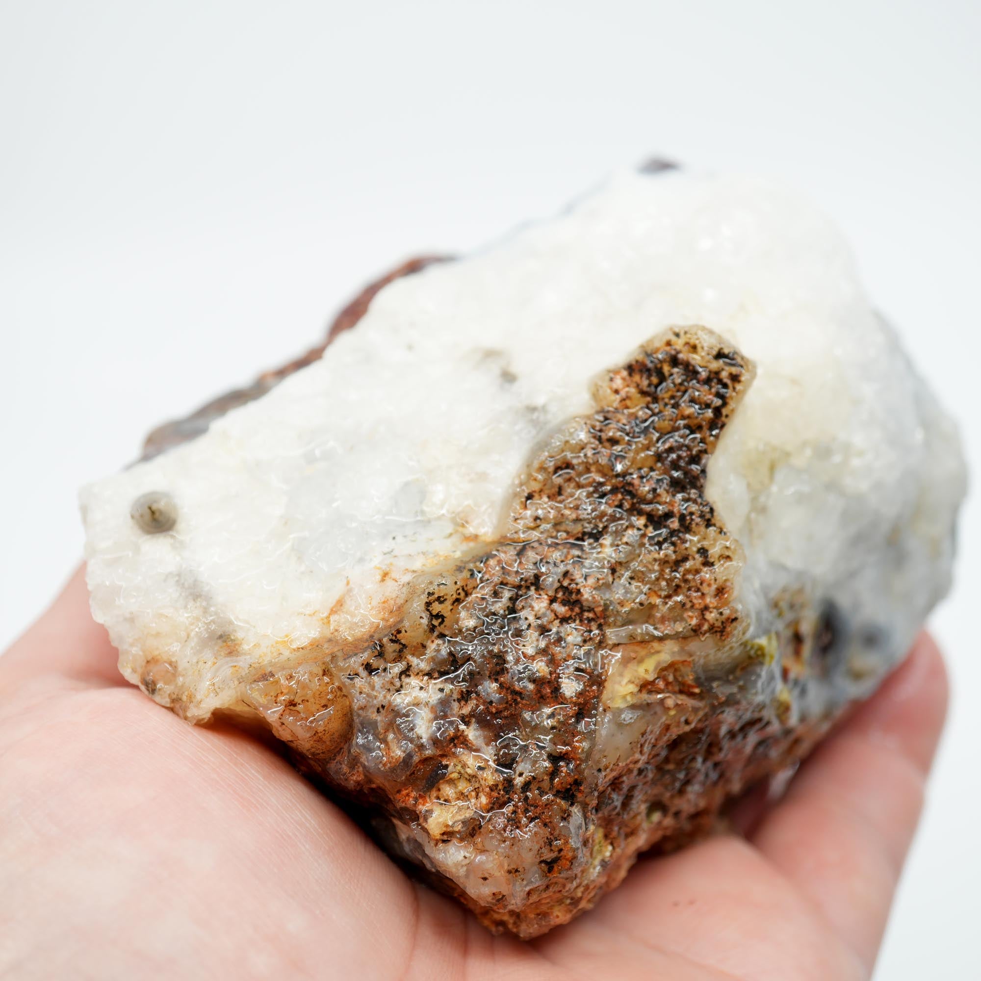 San Carlos Agate Rough - Red Moss with Quartz Crystal Top