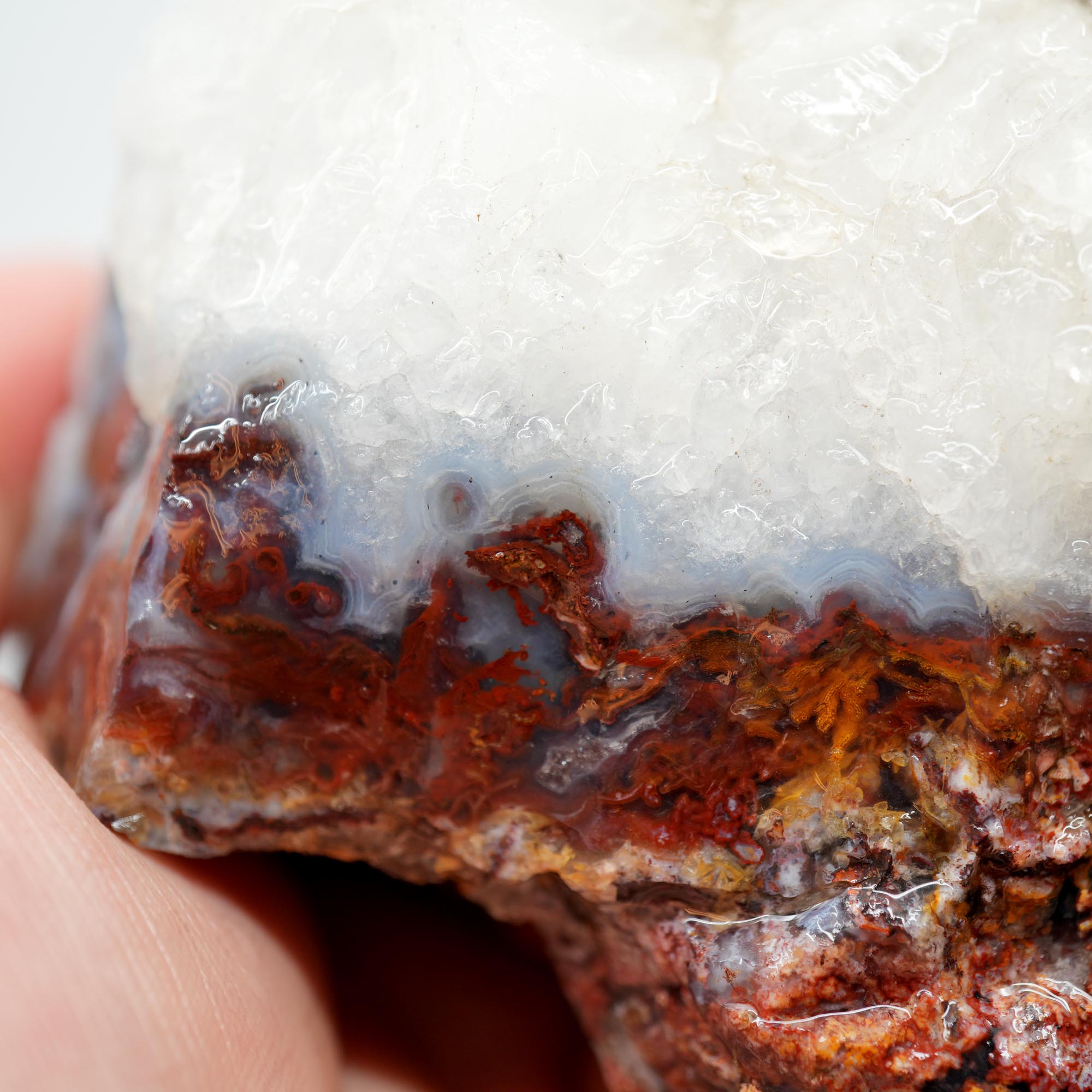 San Carlos Agate Rough - Red Moss with Quartz Crystal Top