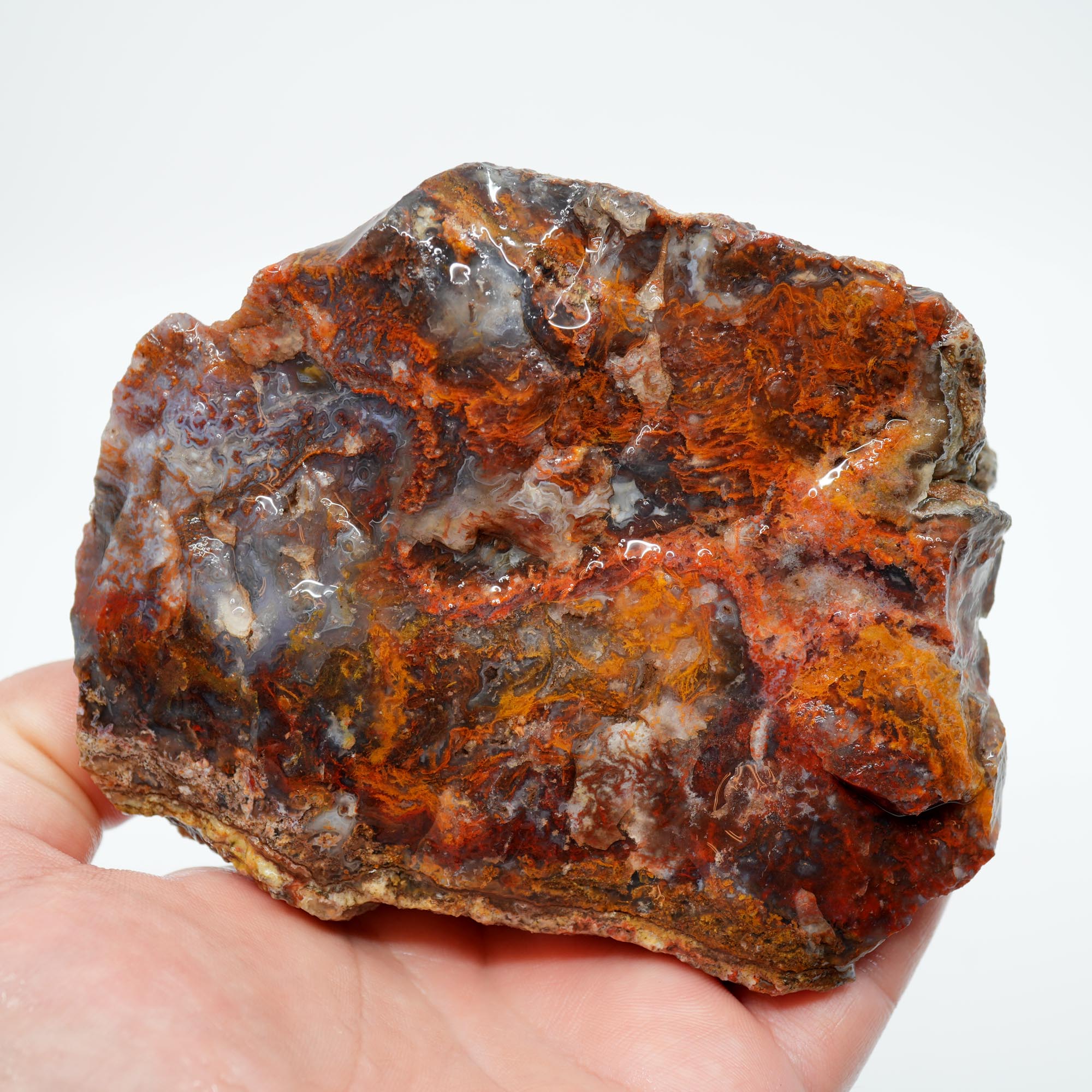 San Carlos Agate Rough - Golden Moss with Pink and Blue