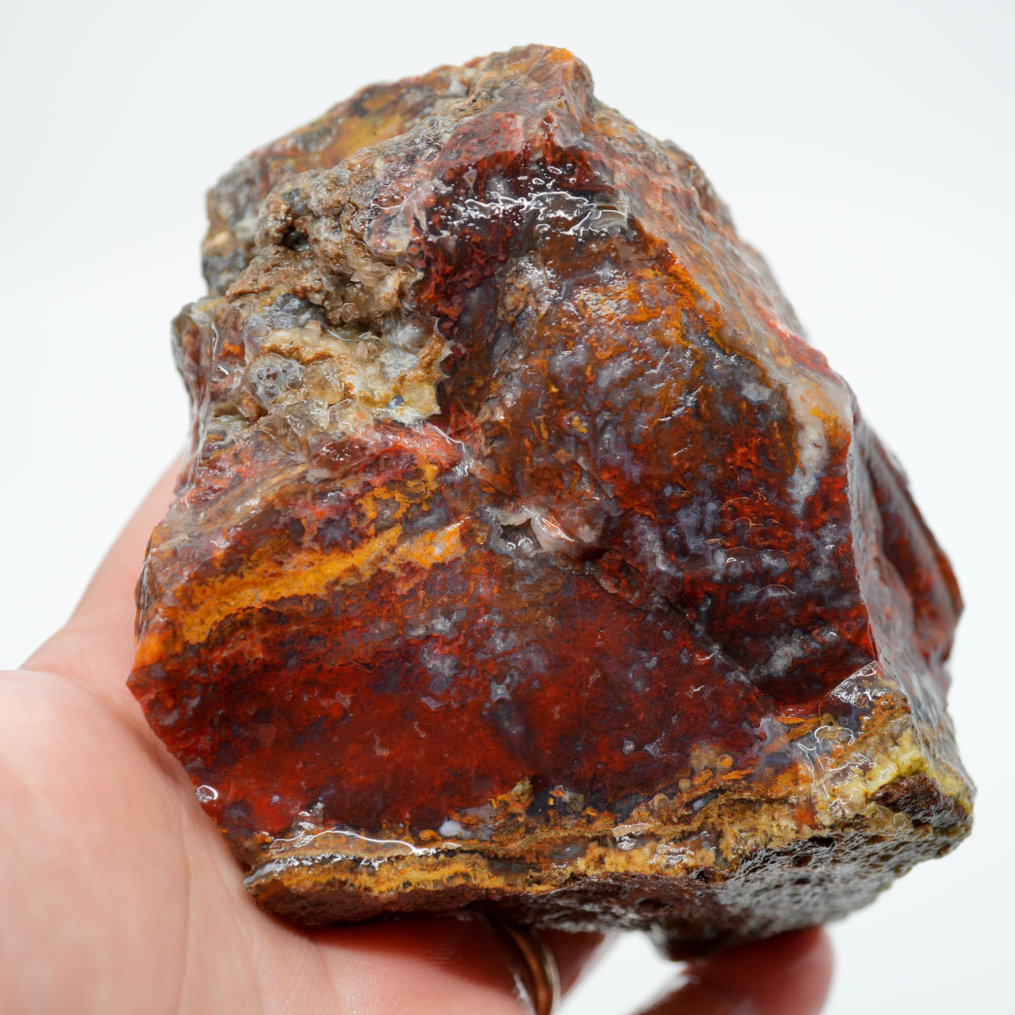 San Carlos Agate Rough - Golden Moss with Pink and Blue