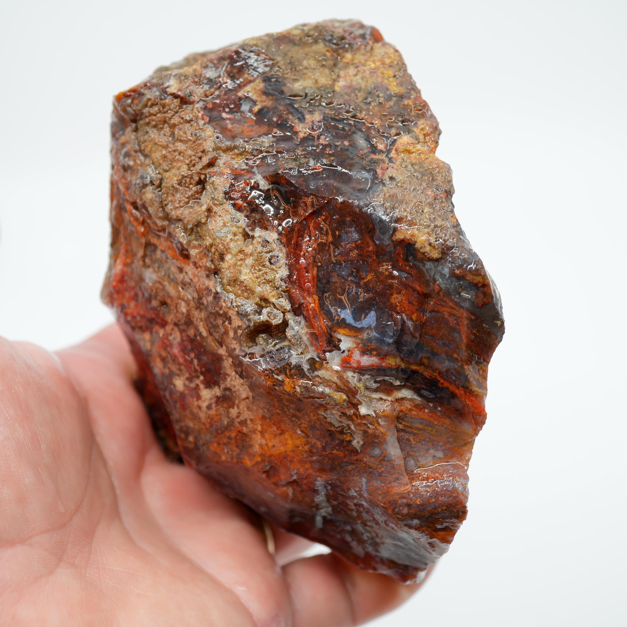 San Carlos Agate Rough - Golden Moss with Pink and Blue