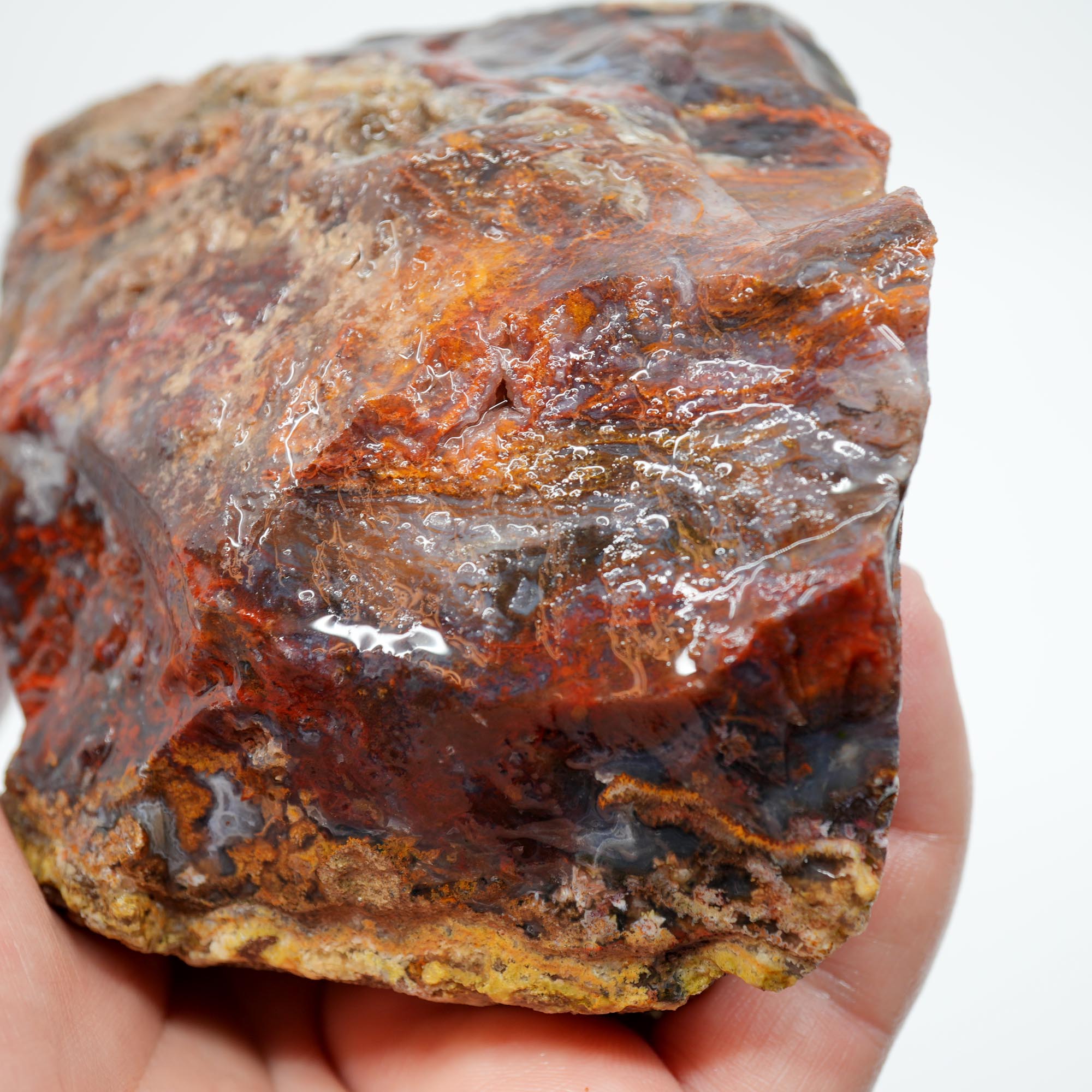 San Carlos Agate Rough - Golden Moss with Pink and Blue