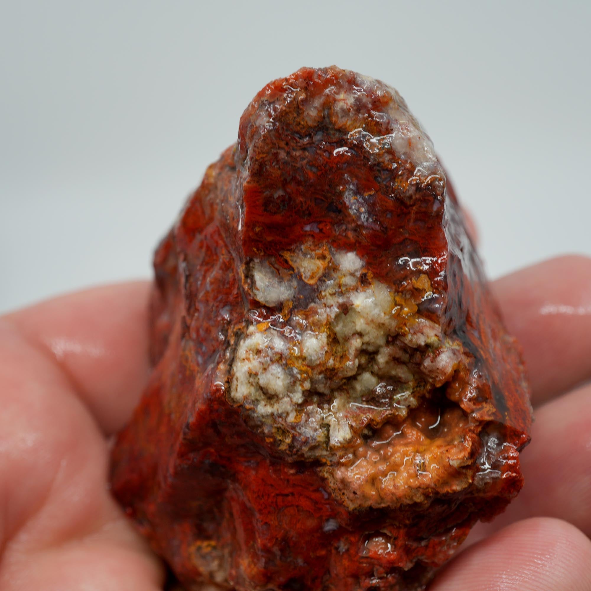 San Carlos Agate Rough - Well Defined Red Moss Trimmer