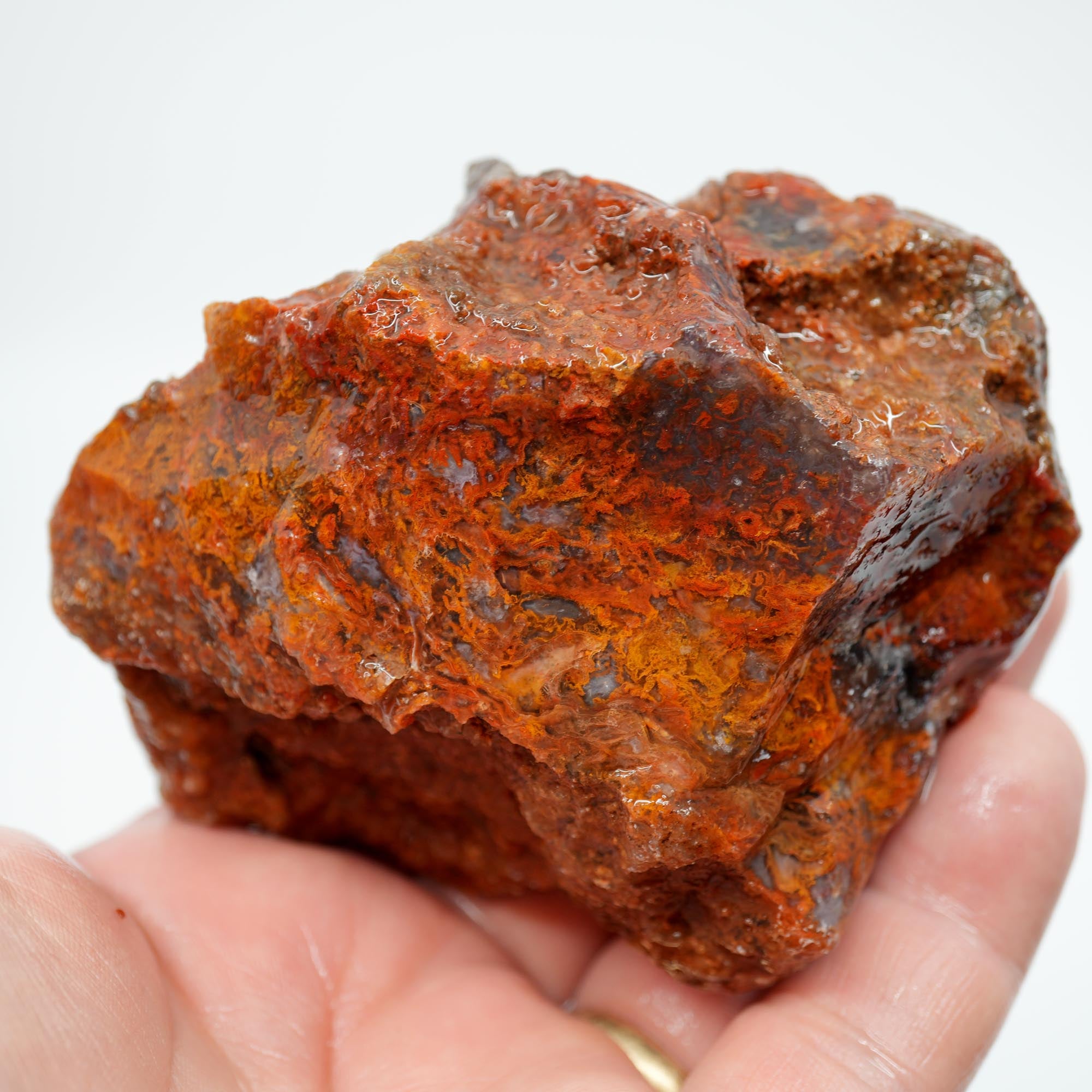San Carlos Agate Rough - Orange Moss with Bright Red
