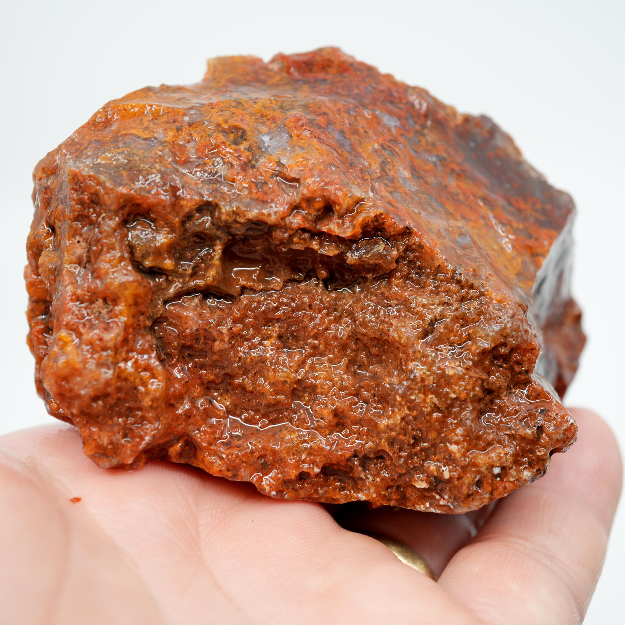 San Carlos Agate Rough - Orange Moss with Bright Red